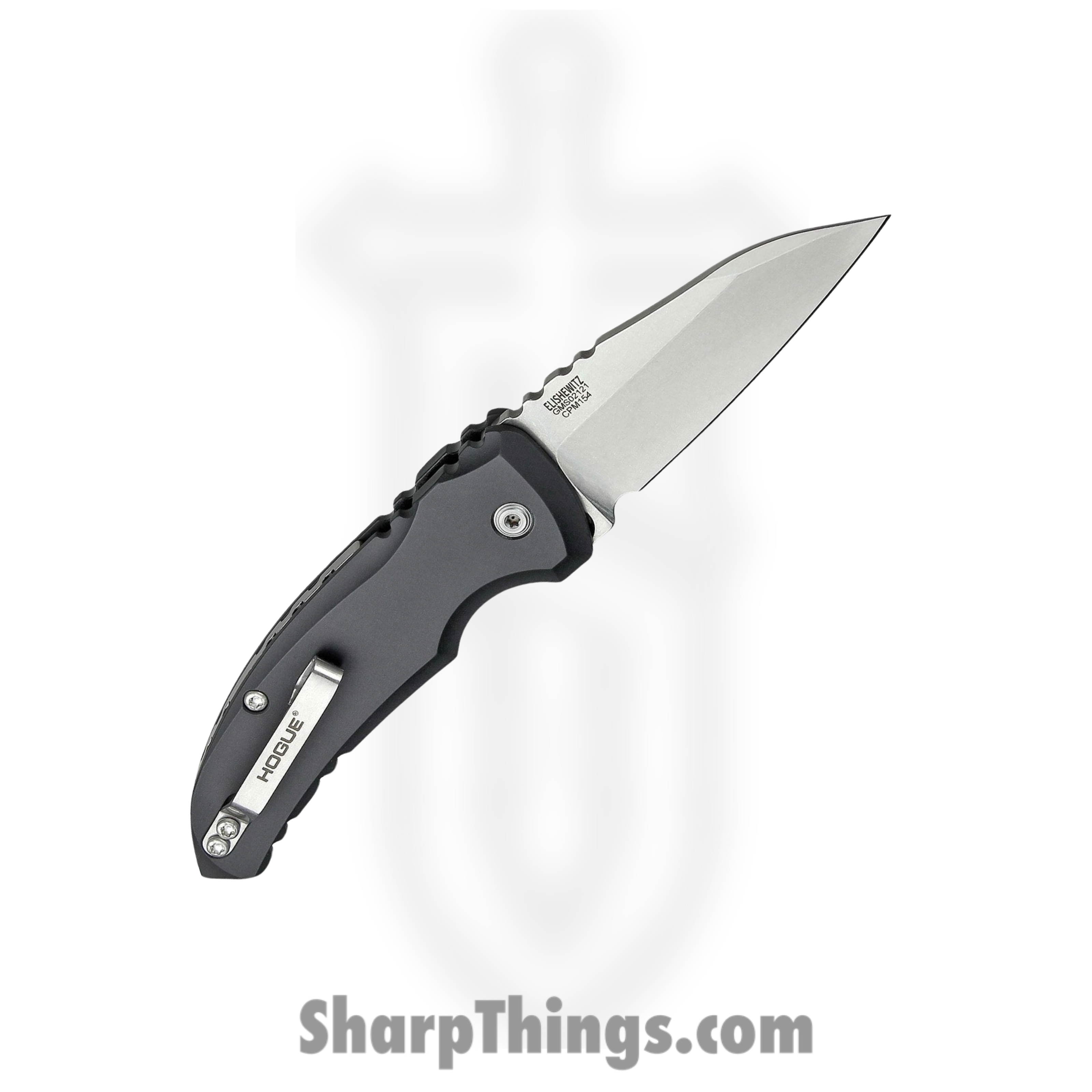 Hogue Knives - HO24100 - A01 Microswitch - Automatic Knife - CPM-154 Tumbled Wharncliffe - 6061-T6 Aluminum - Matte Black - Image 2