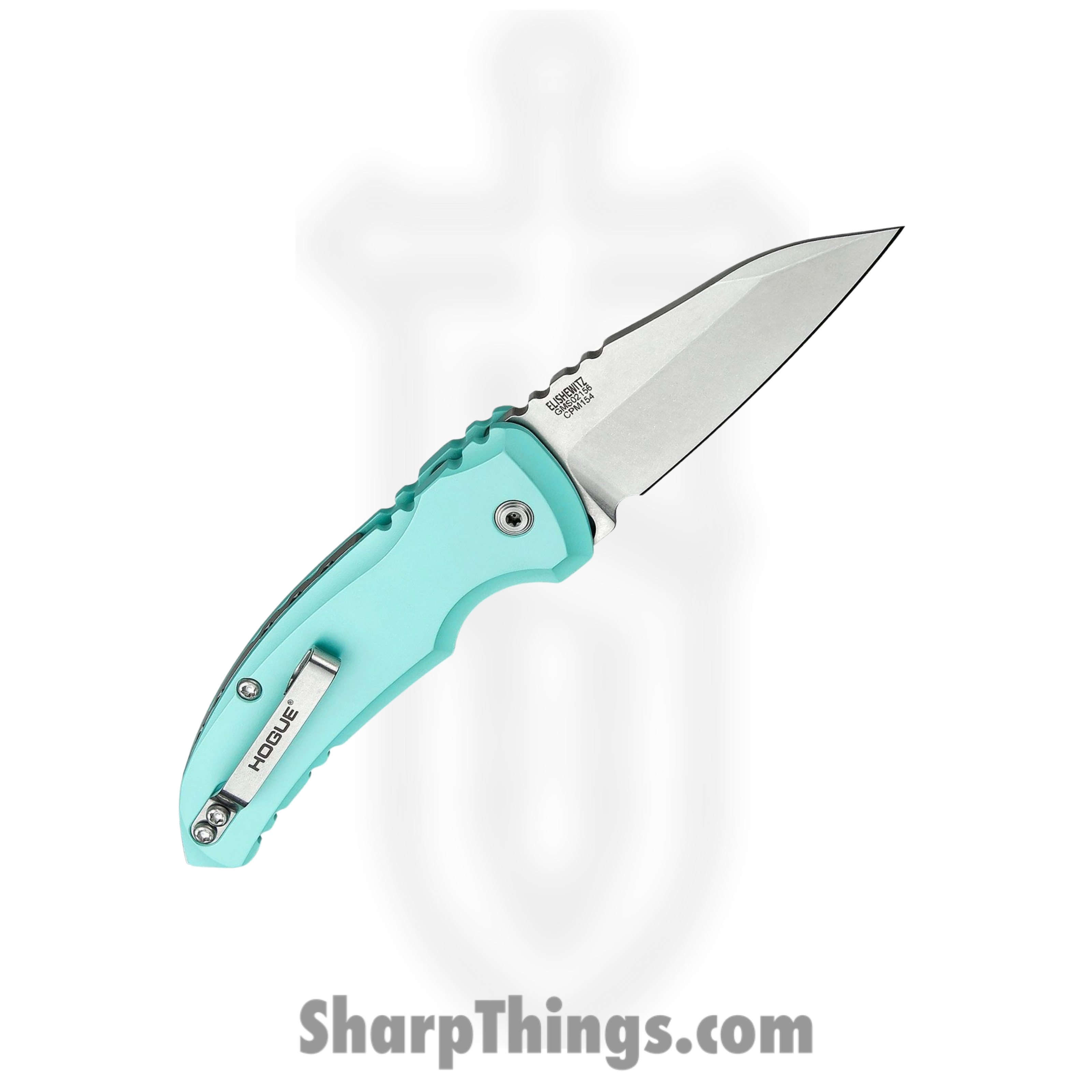 Hogue Knives - HO24103 - A01 Microswitch - Automatic Knife - CPM-154 Tumbled Wharncliffe - 6061-T6 Aluminum - Matte Aquamarine - Image 2