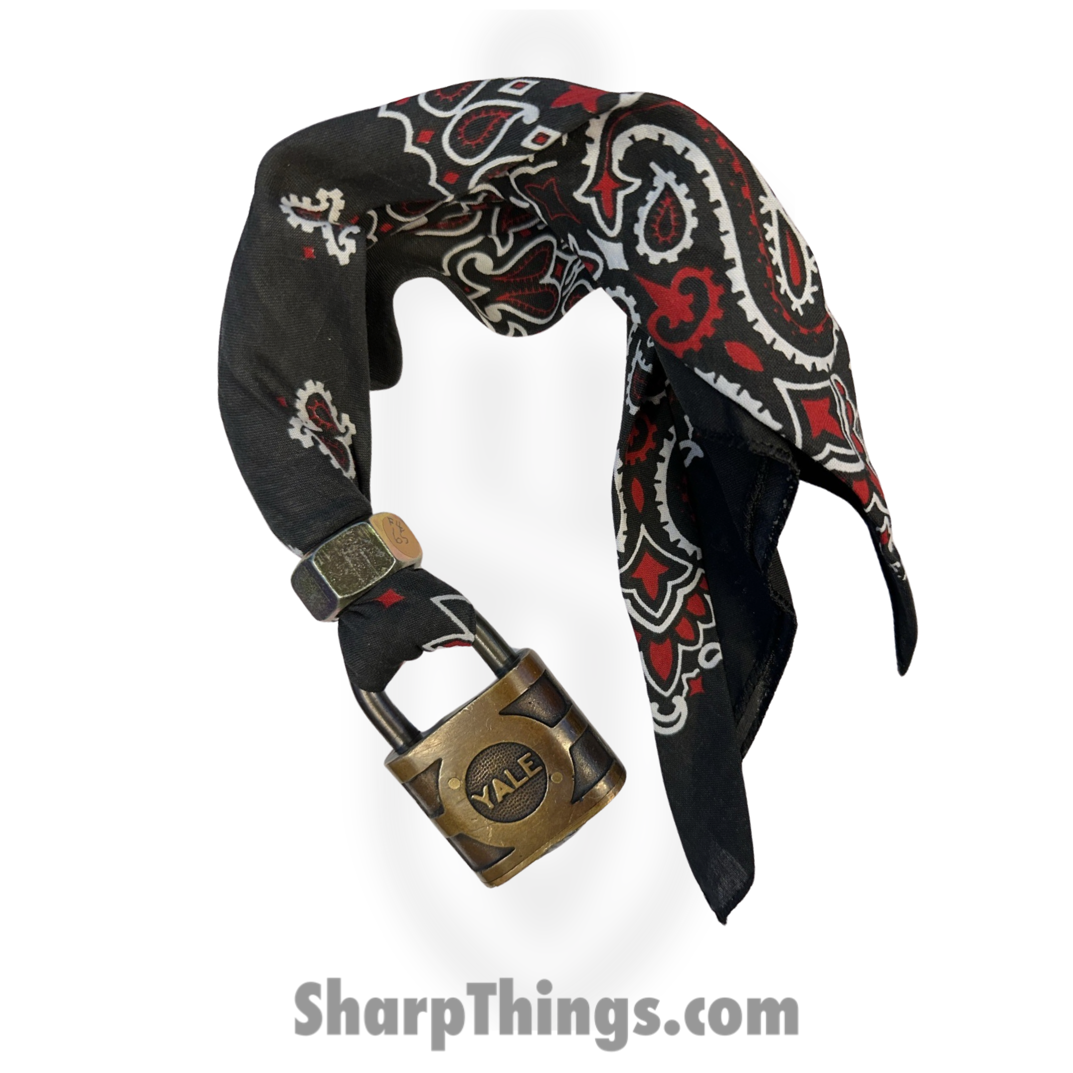 Full Heart Forge - FHF-BK-YA-SM - Bandana Keep - Yale Lock Small - Bandana - Black, Red, White - Image 4