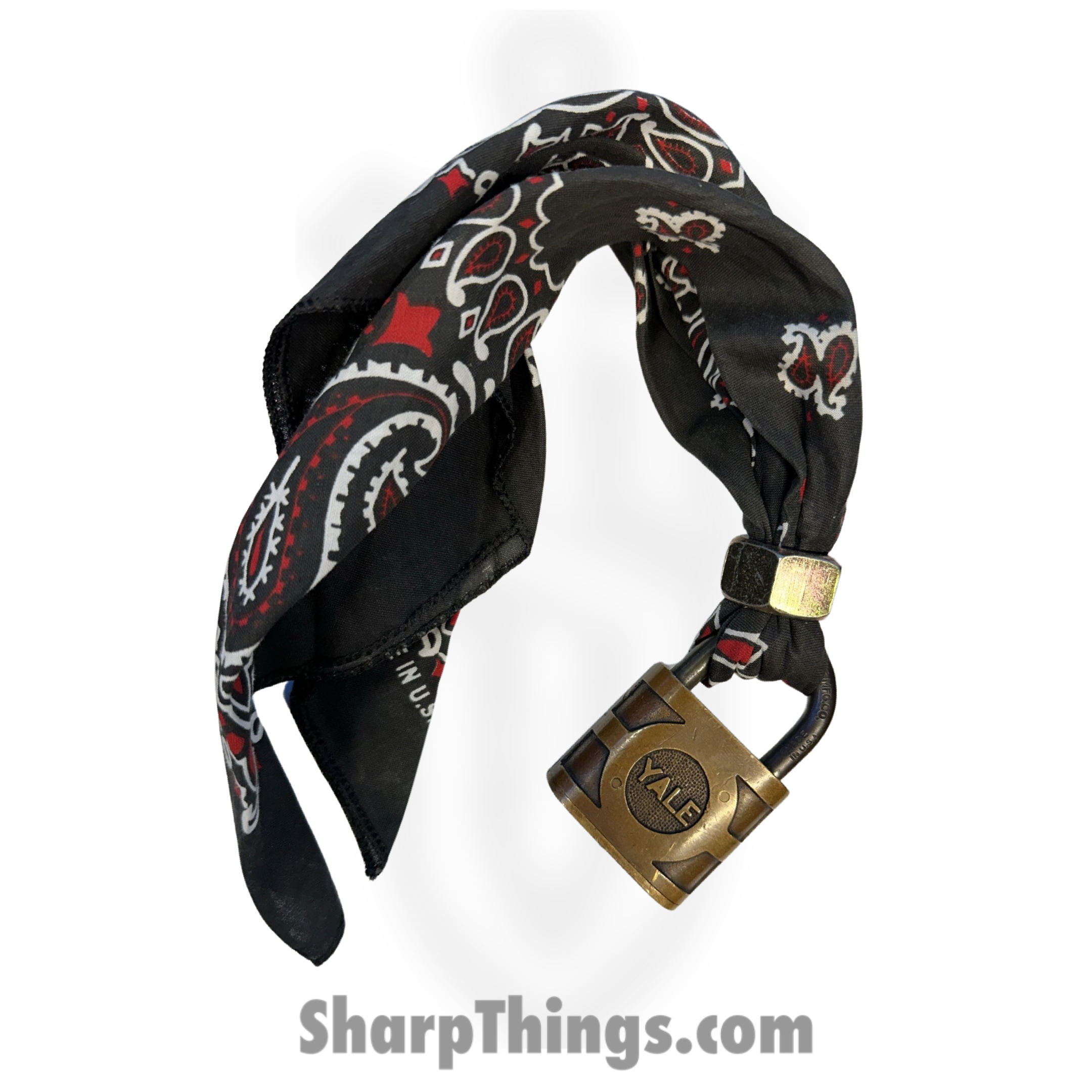 Full Heart Forge - FHF-BK-YA-SM - Bandana Keep - Yale Lock Small - Bandana - Black, Red, White