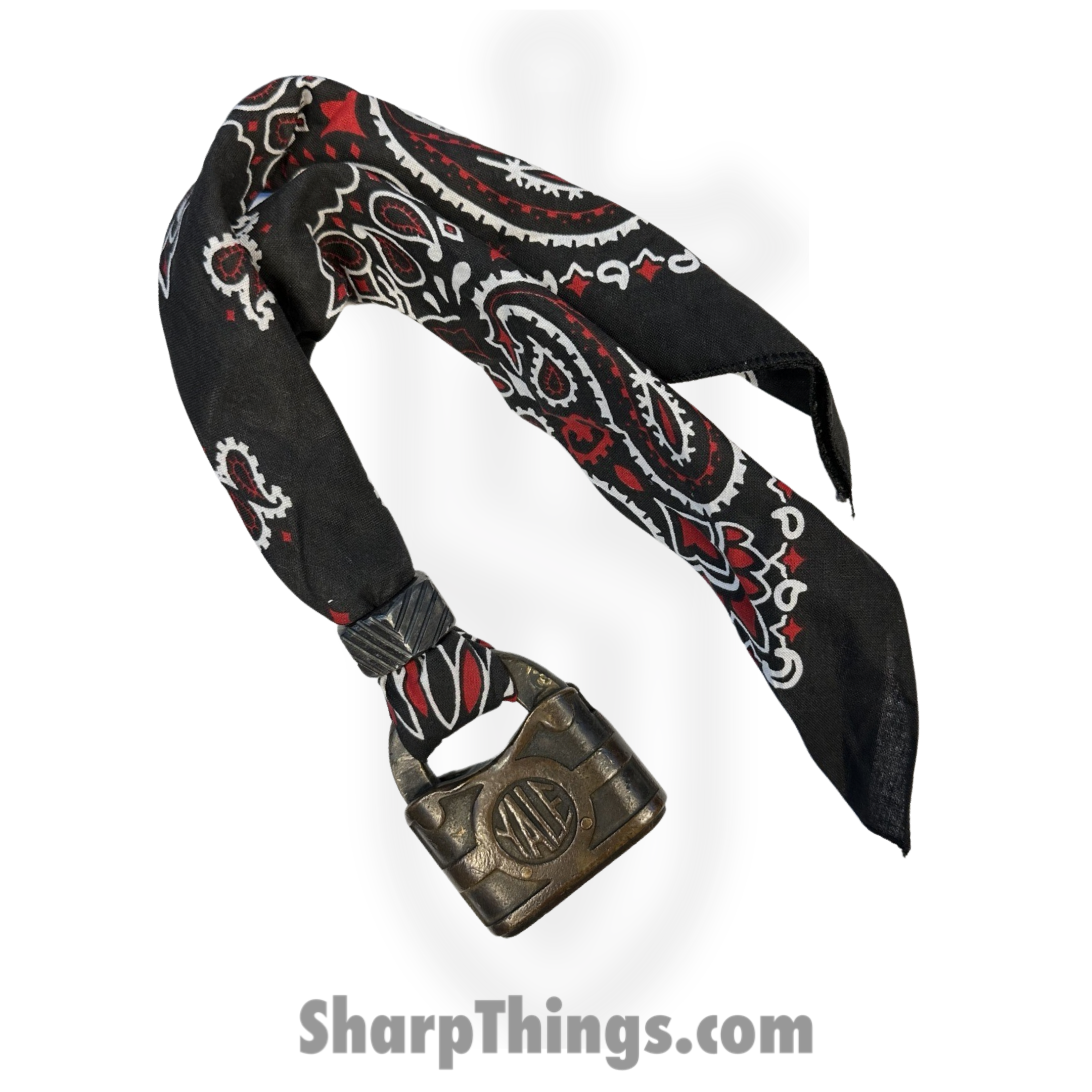 Full Heart Forge - FHF-BK-YA-LG - Bandana Keep - Yale Lock Large - Bandana - Black, Red, White - Image 5
