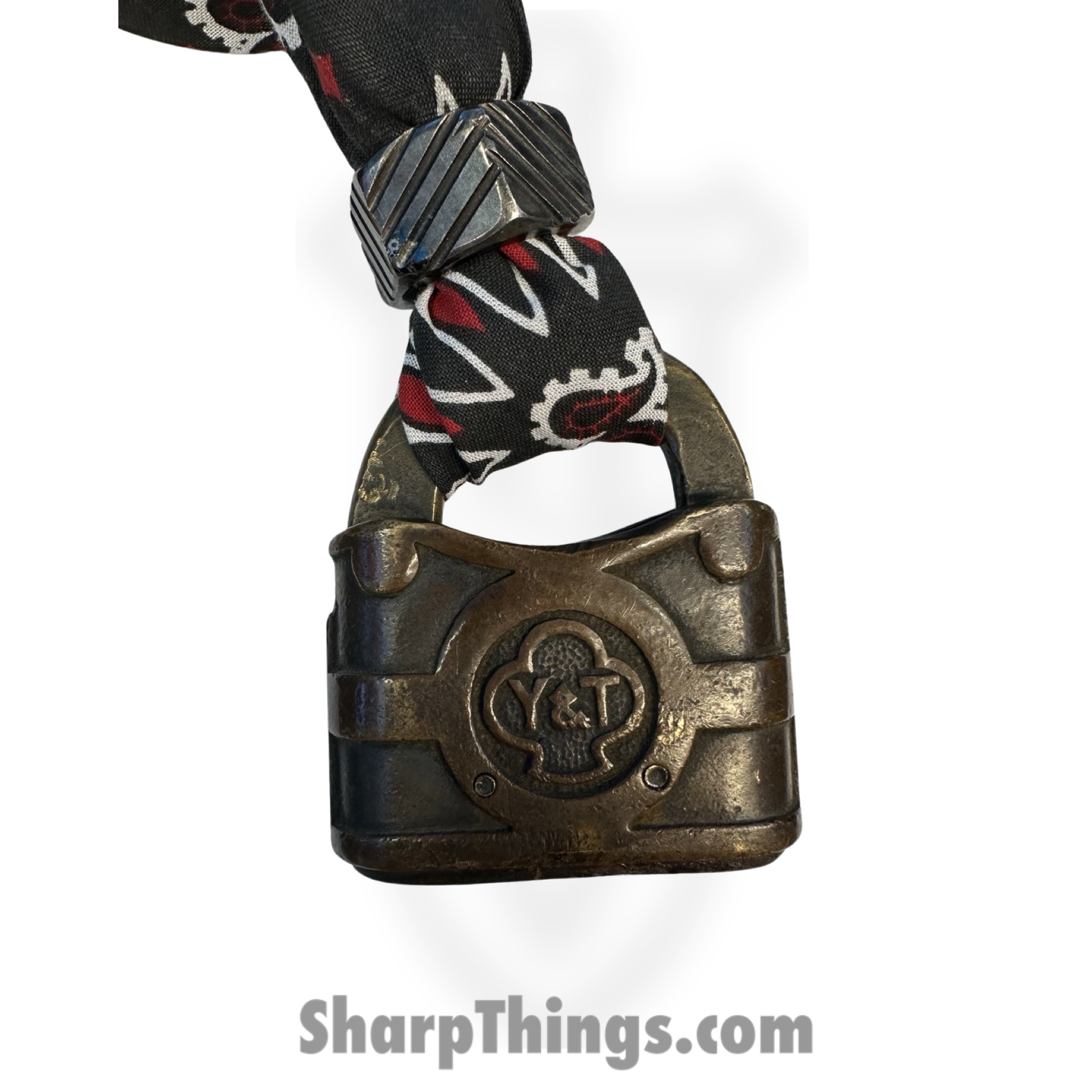 Full Heart Forge - FHF-BK-YA-LG - Bandana Keep - Yale Lock Large - Bandana - Black, Red, White - Image 2