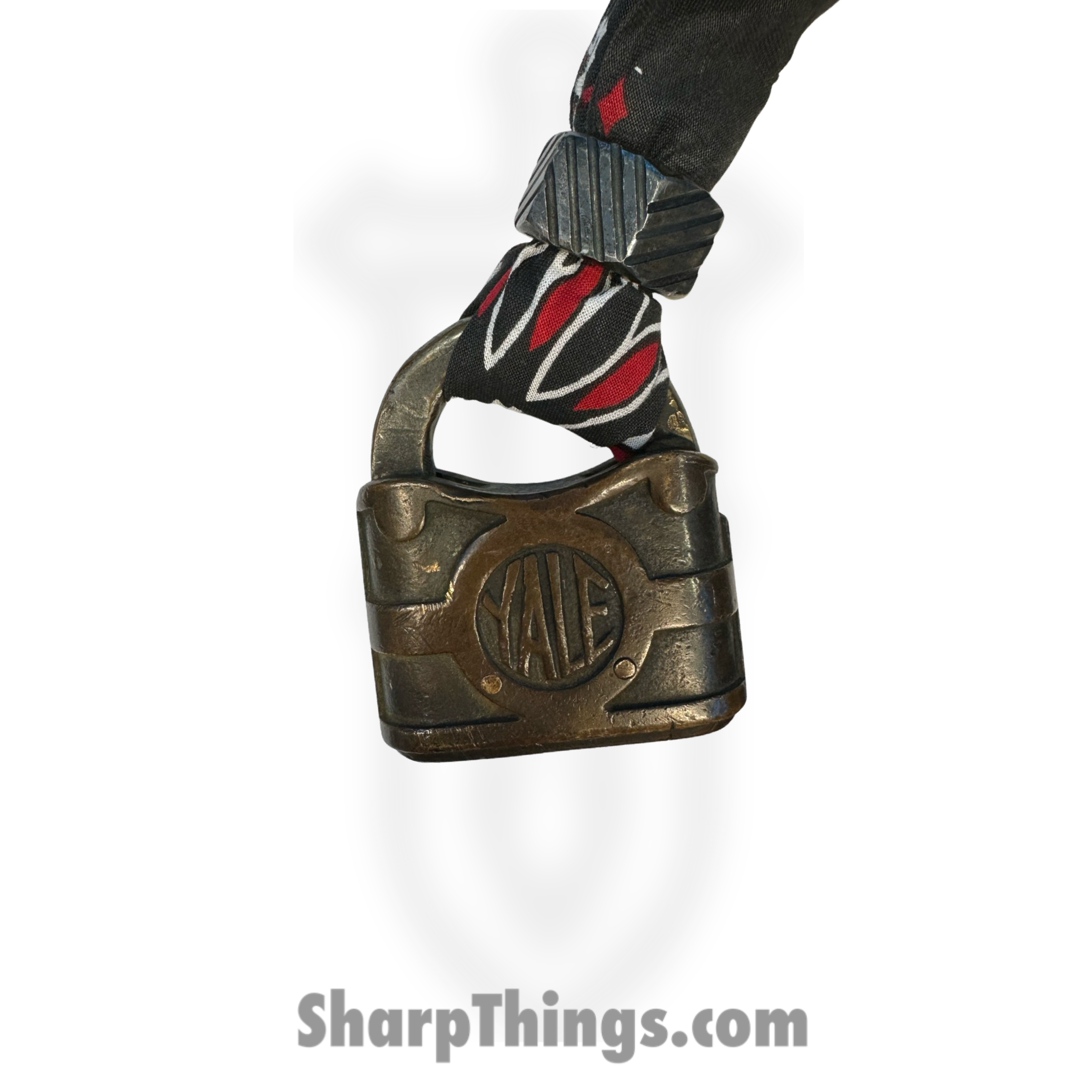 Full Heart Forge - FHF-BK-YA-LG - Bandana Keep - Yale Lock Large - Bandana - Black, Red, White - Image 3