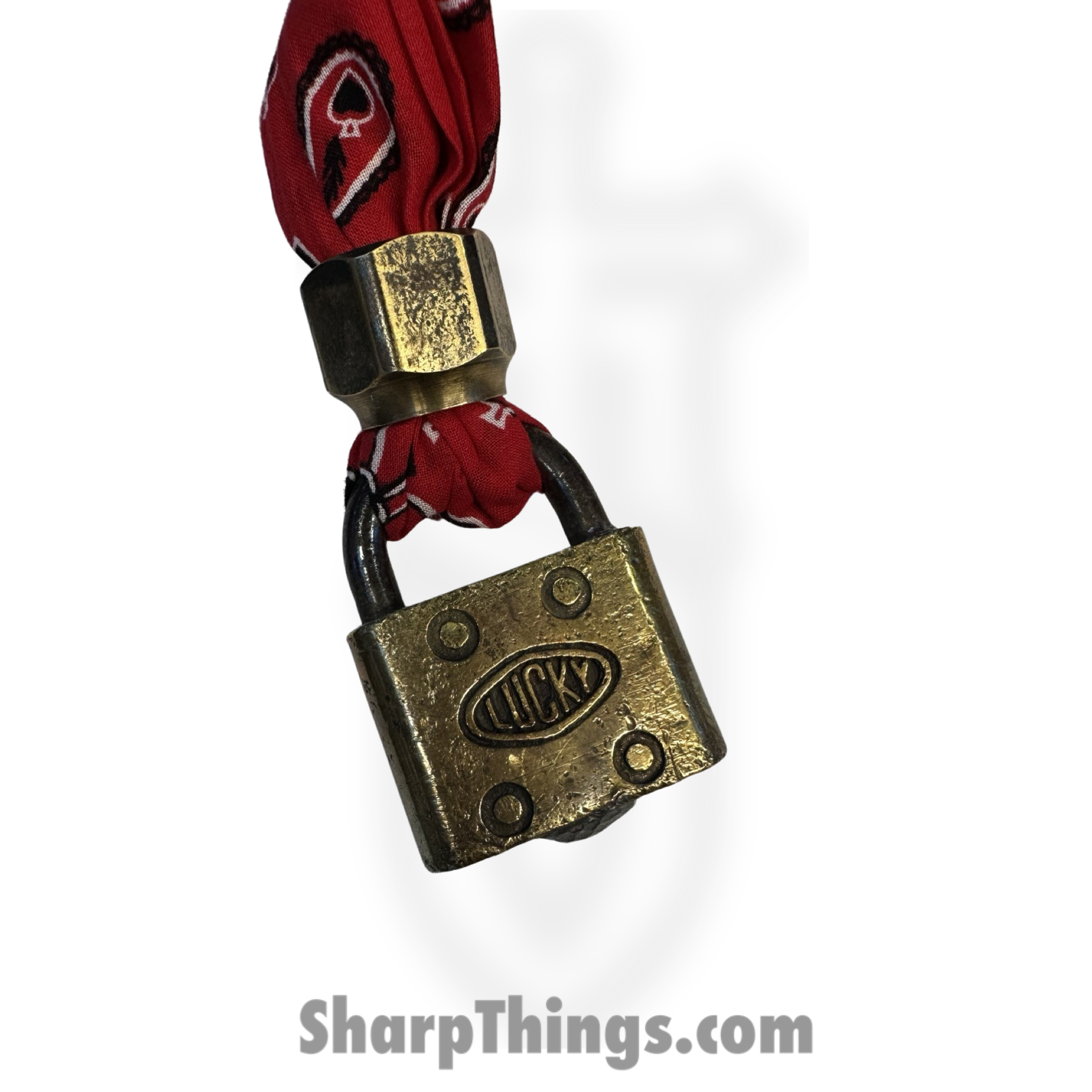 Full Heart Forge - FHF-BK-LUCKY - Bandana Keep - Lucky Lock - Bandana - Red, Black, White - Image 3