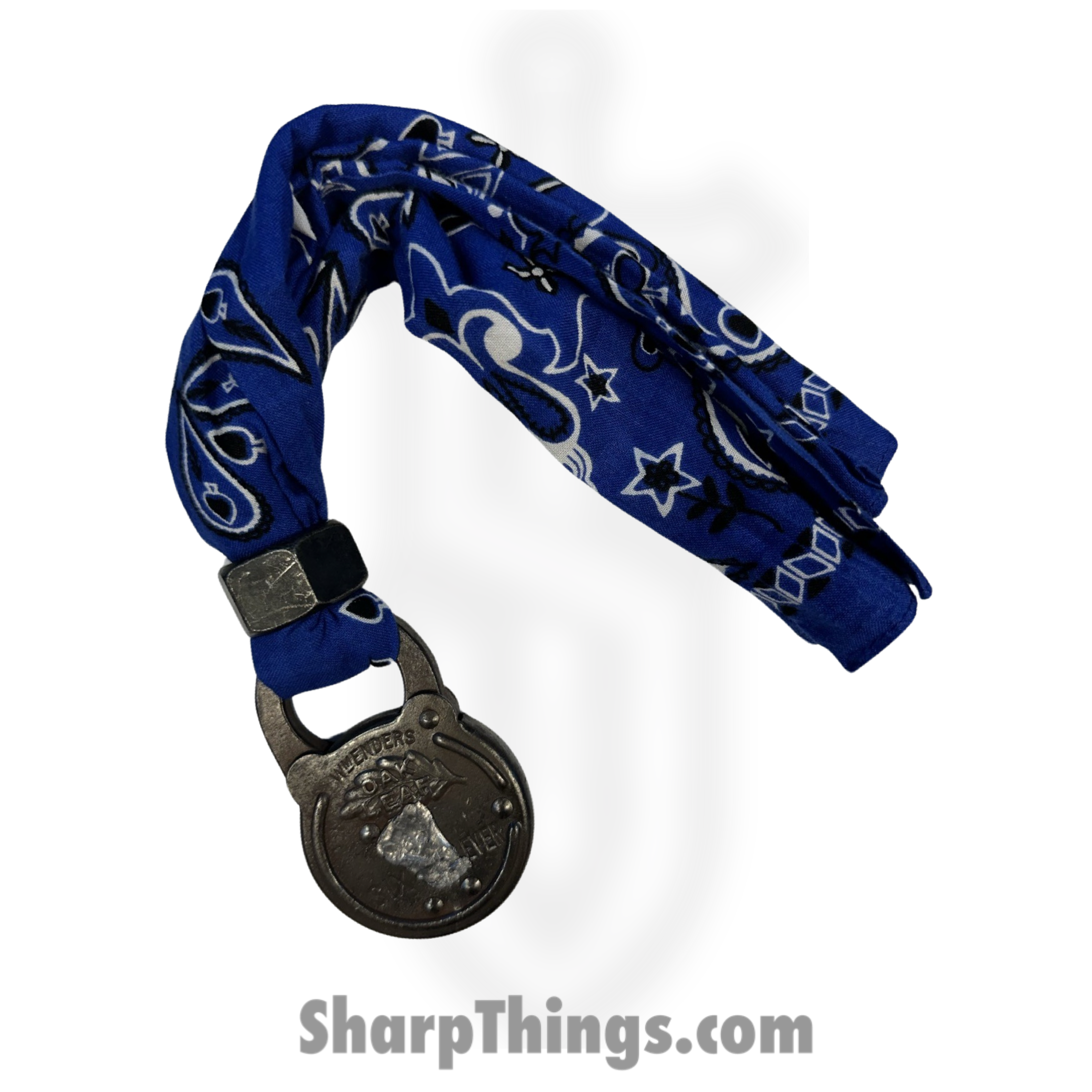 Full Heart Forge - FHF-BK-OkLF - Bandana Keep - Oak Leaf Lock - Bandana - Blue, White