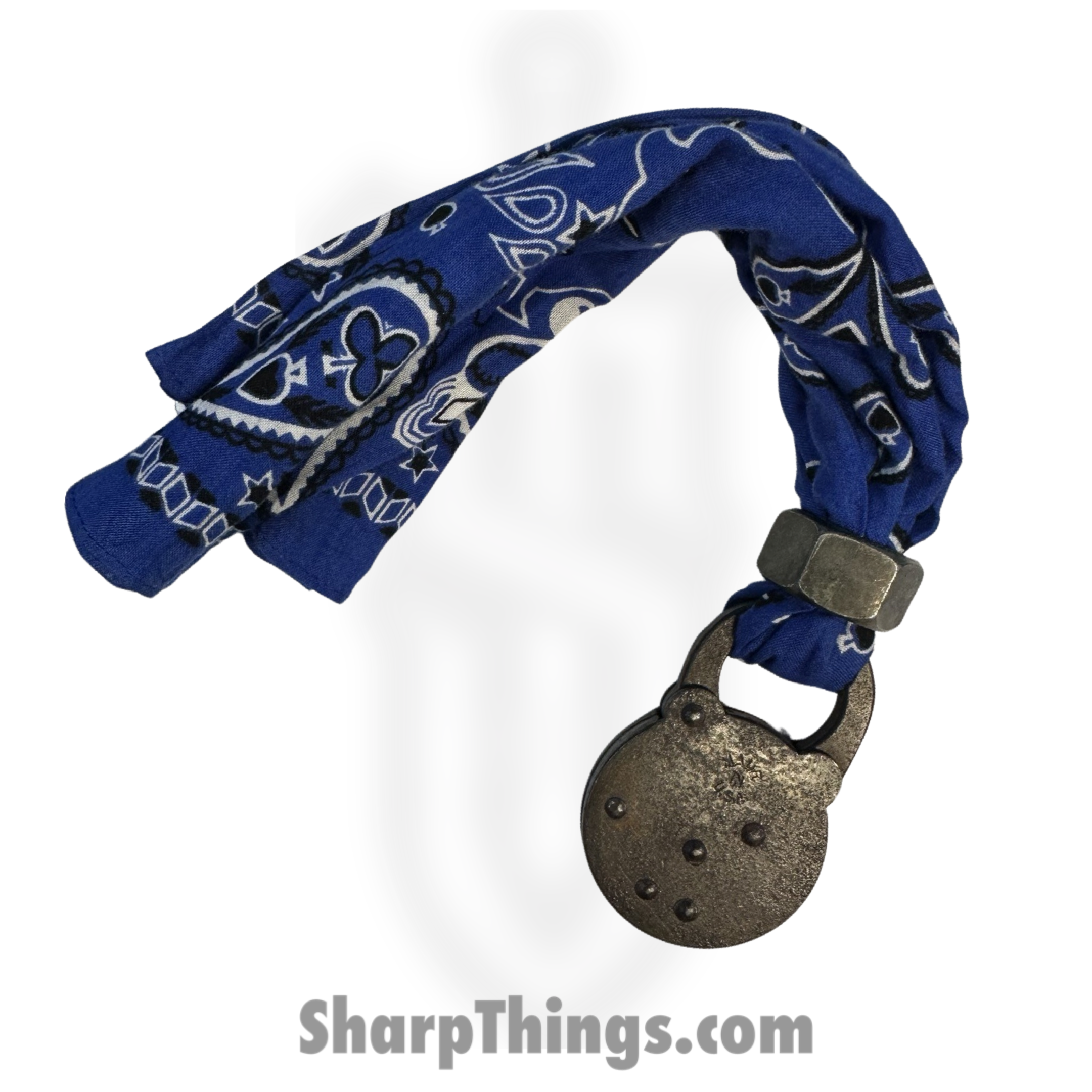 Full Heart Forge - FHF-BK-OkLF - Bandana Keep - Oak Leaf Lock - Bandana - Blue, White - Image 4