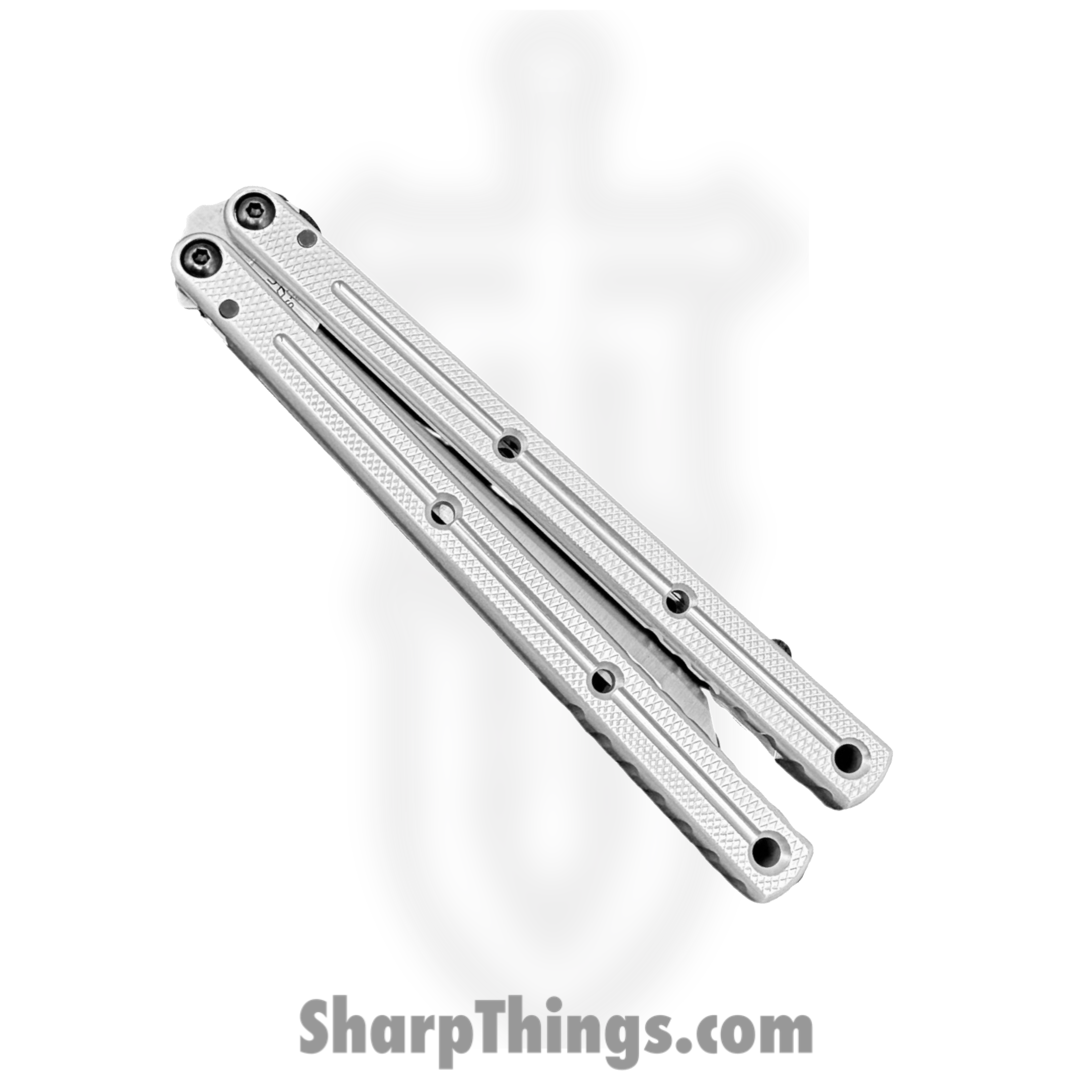 Squid Industries - KR3-T-SA-SL - Krake Raken - Balisong - AEB-L Satin Tanto - 7075 Aluminum - Silver - Image 3