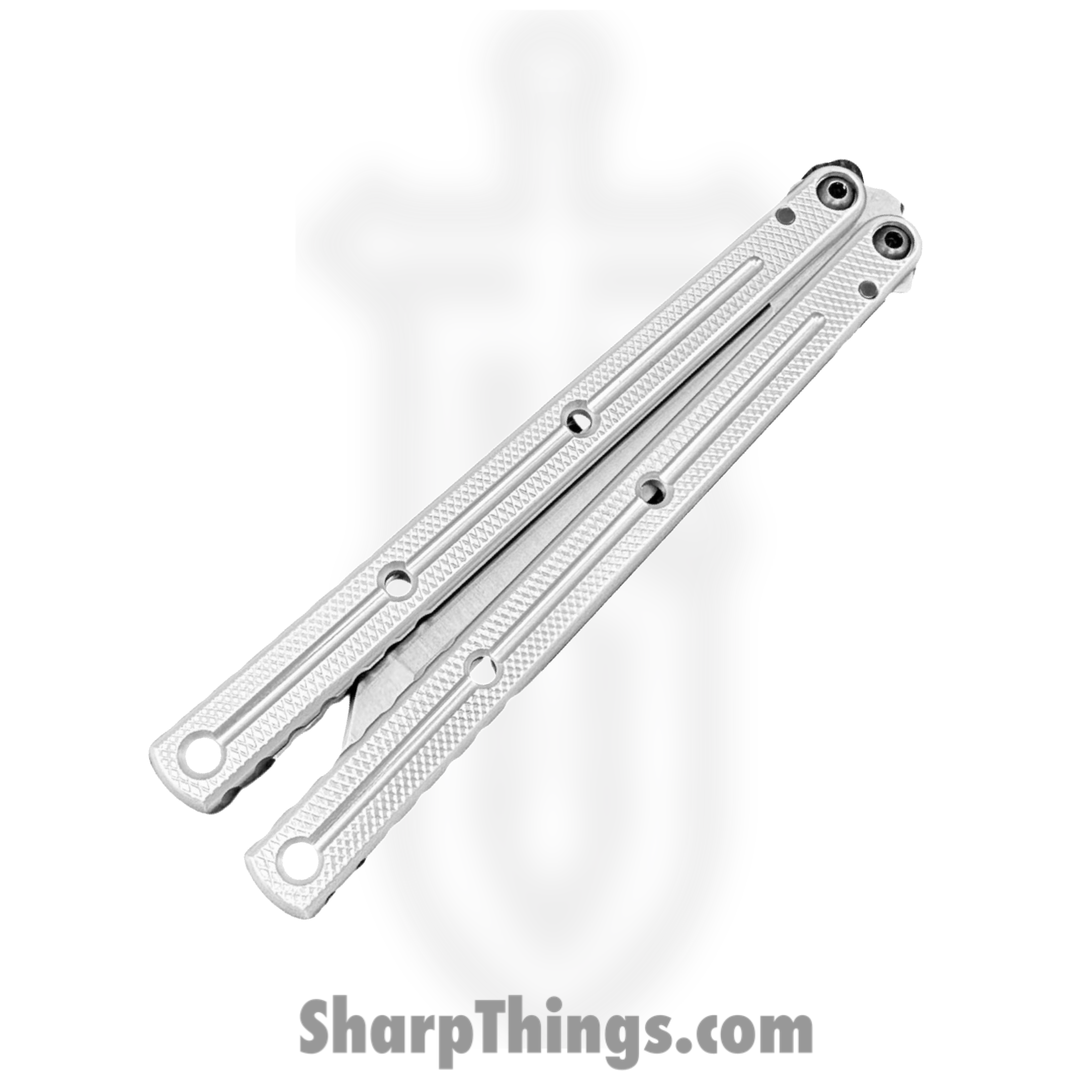 Squid Industries - KR3-T-SA-SL - Krake Raken - Balisong - AEB-L Satin Tanto - 7075 Aluminum - Silver - Image 4