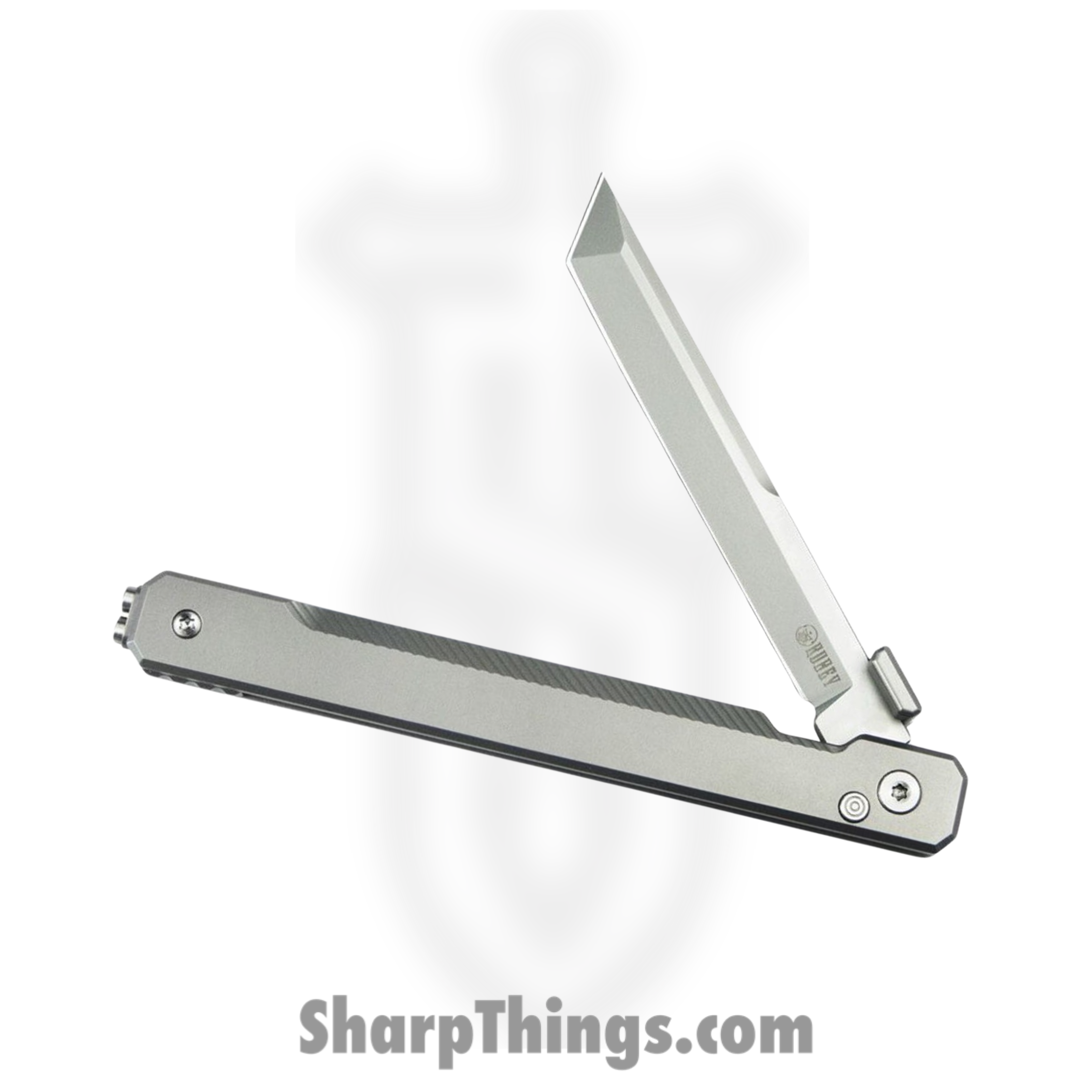 Kubey - KUB243A - Prism - Folding Knife - 14C28N Bead Blast Tanto - Titanium - Silver - Image 2
