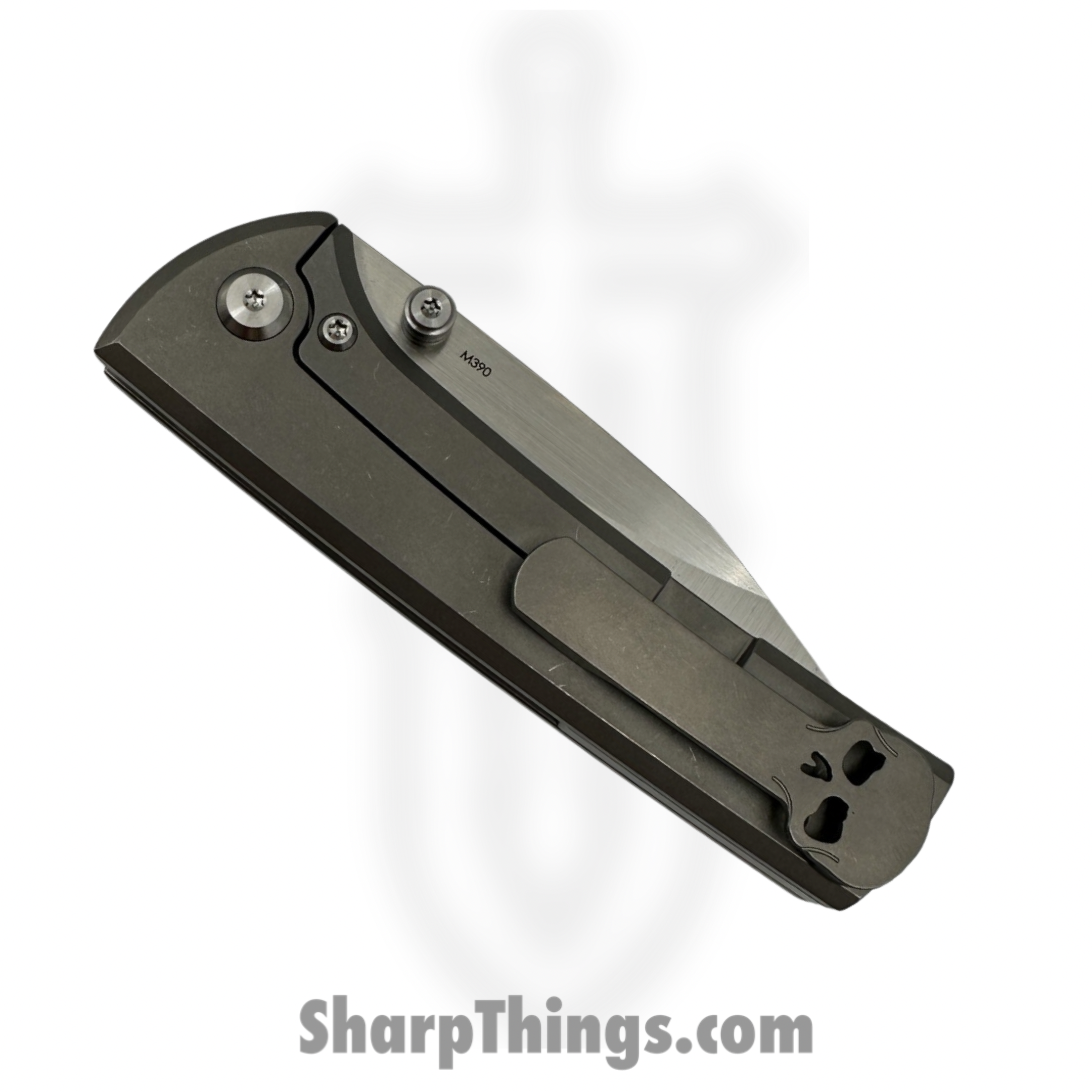 Chaves Knives - ST-SG-SWTI-BF - Scapegoat Street - Folding Knife - Satin M390 Drop Point - Titanium - Stonewash - Image 3