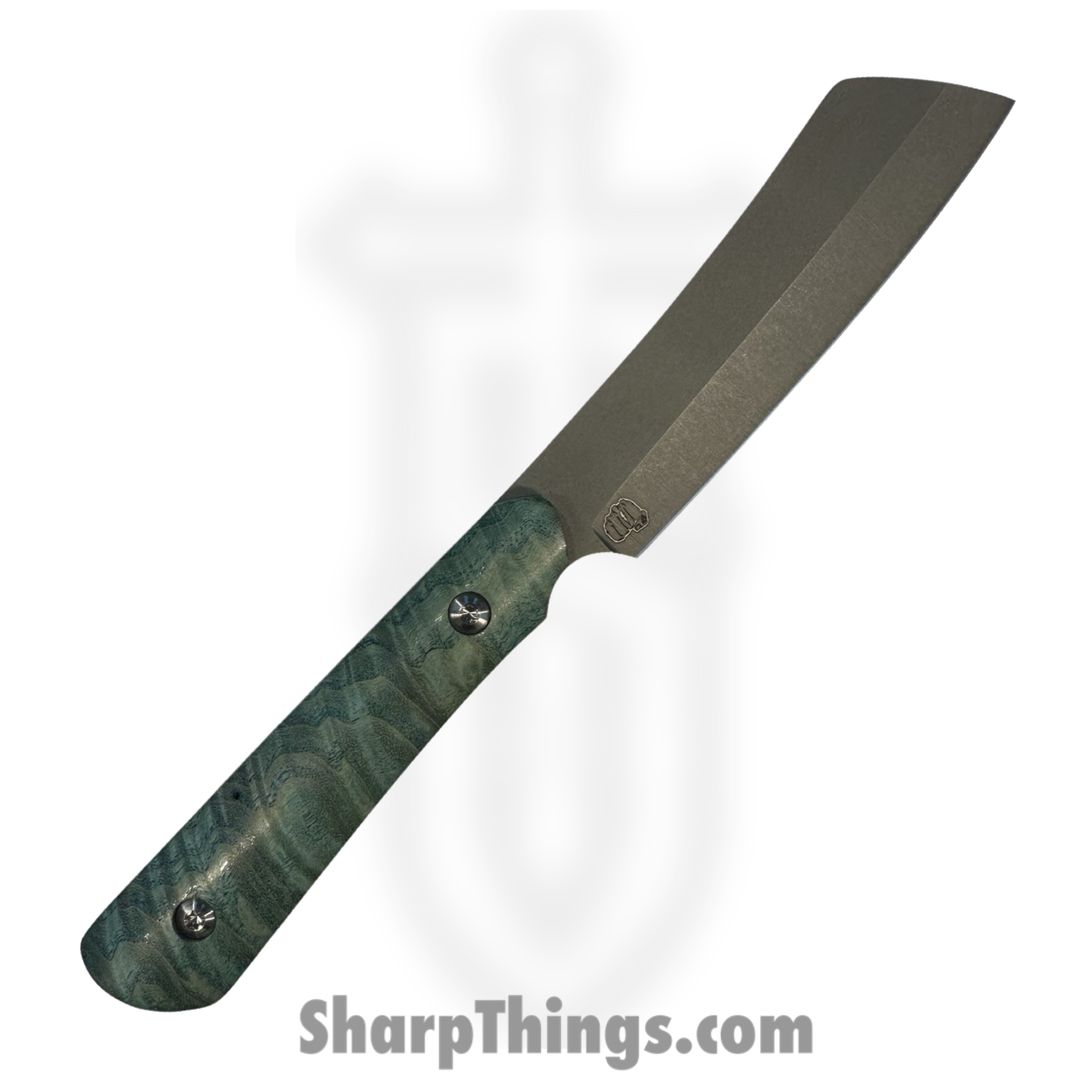 Something Obscene Co. - SO1 - Barbaro - Fixed Blade Knife - CPM MagnaCut Acid Etch Stonewash Sheepsfoot - Curly Maple - Green - Image 2