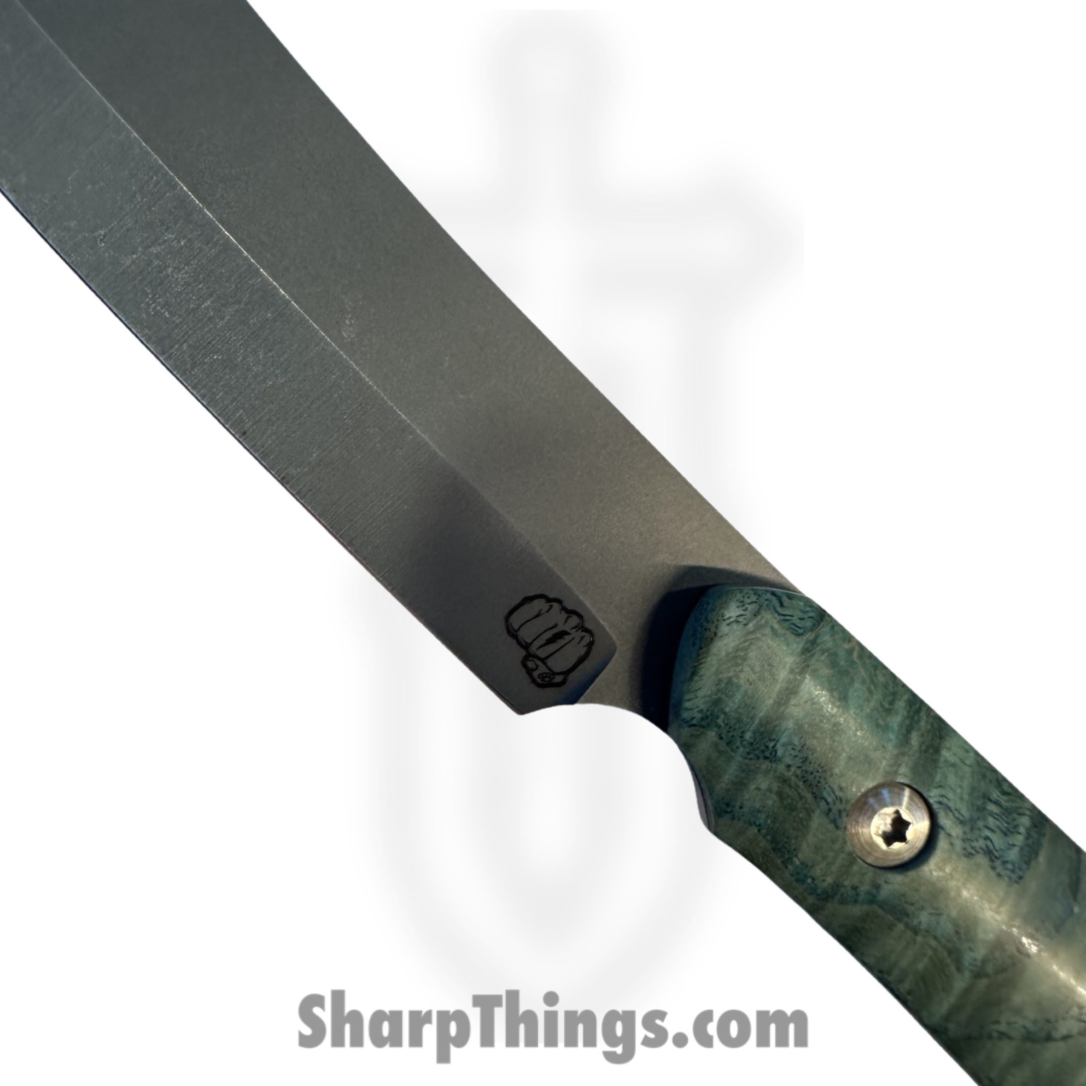 Something Obscene Co. - SO1 - Barbaro - Fixed Blade Knife - CPM MagnaCut Acid Etch Stonewash Sheepsfoot - Curly Maple - Green - Image 3