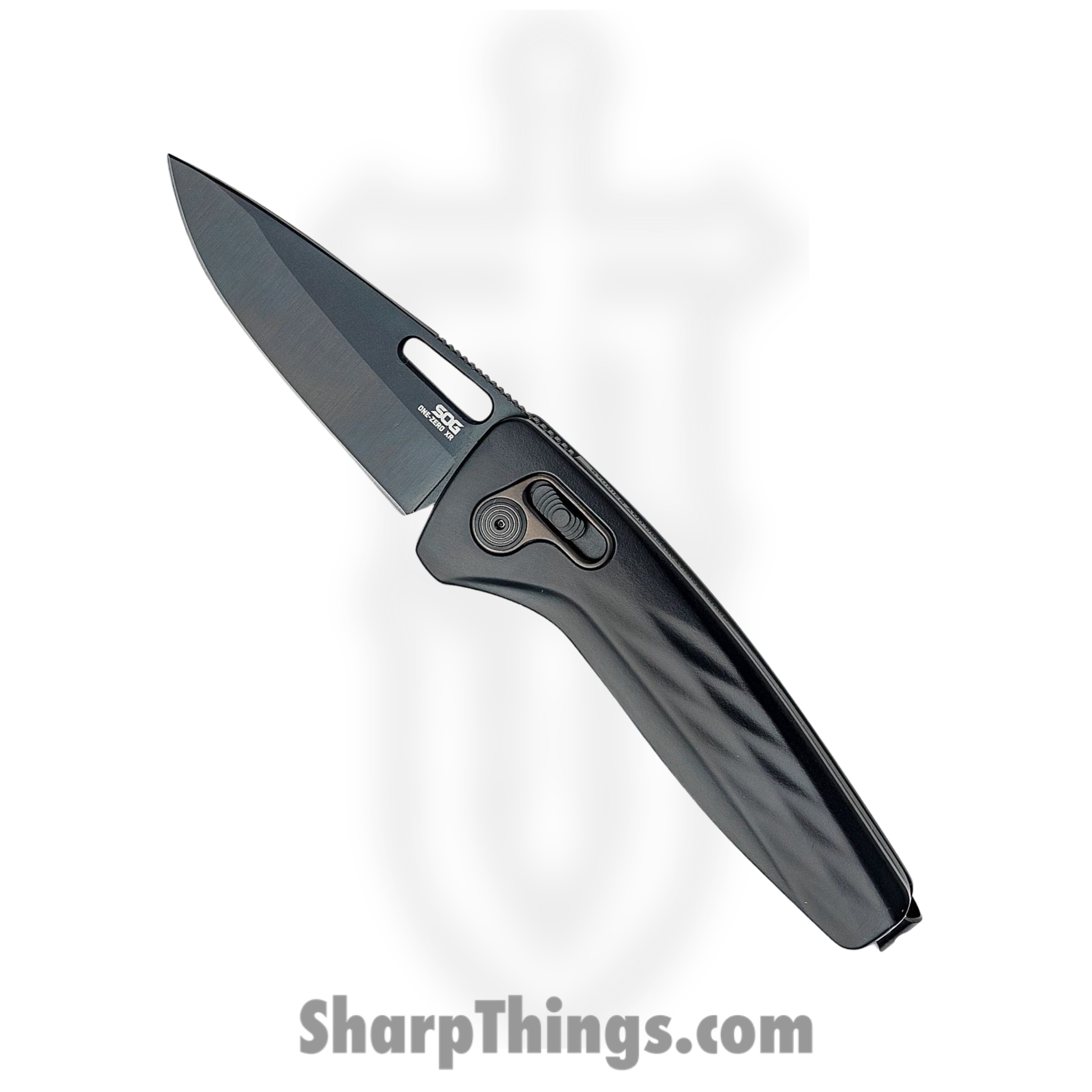 SOG - SOG12730357 - One-Zero - Folding Knife - CPM-S35VN Two-Tone Black TiNi Drop Point - Aluminum - Black