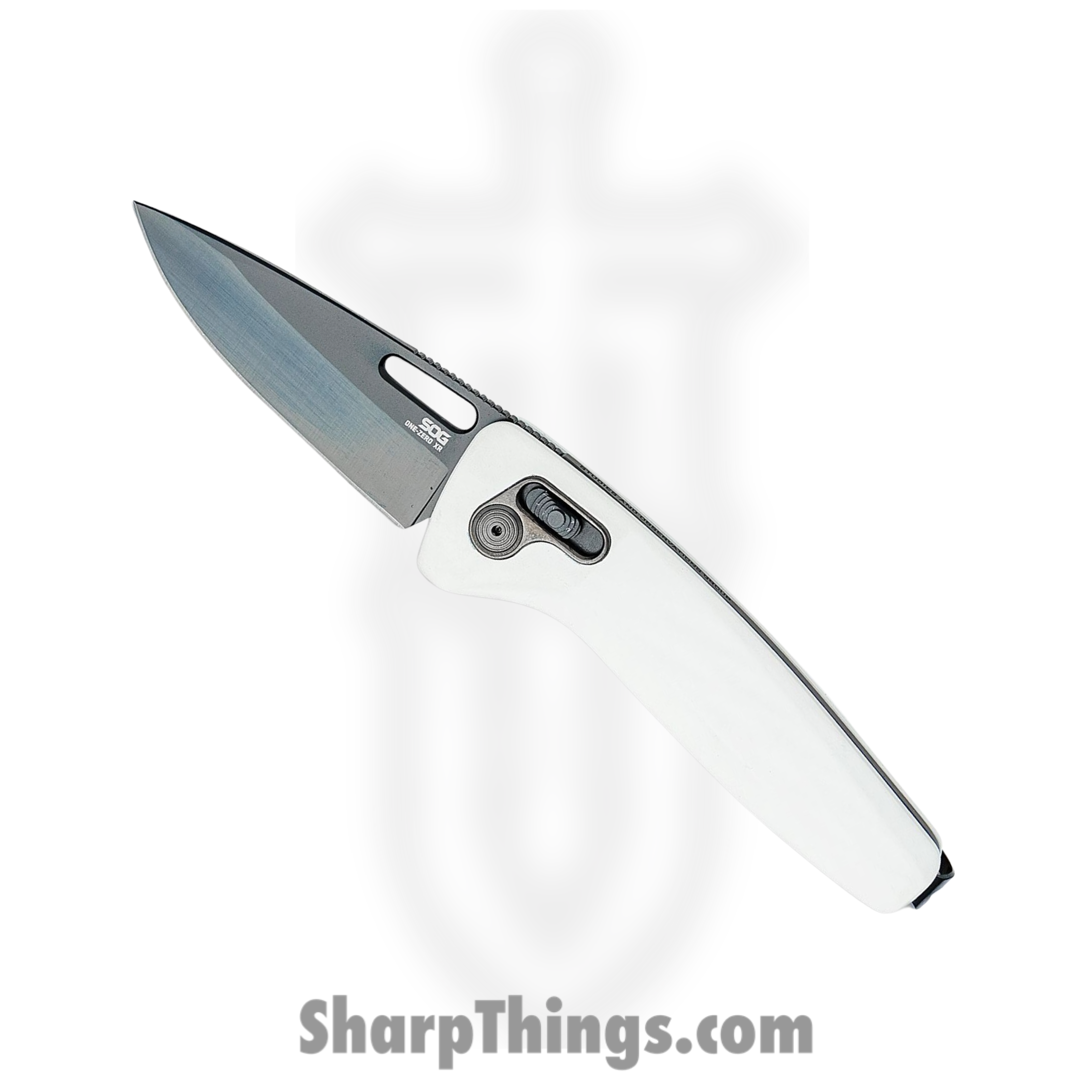 SOG - SOG12730557 - One-Zero - Folding Knife - CPM-S35VN Two-Tone Black TiNi Drop Point - Aluminum - White