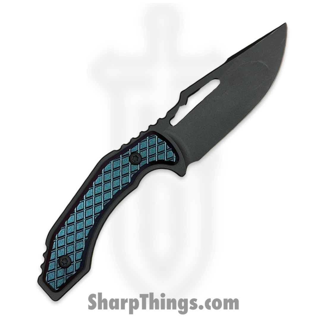 SkyRaider Knives - SRK1-MST-HP-MFD - Mustang - Fixed Blade Knife - A2 - Coated - Harpoon - Mindflayer Diamond Scales - Black, Blue - Image 2