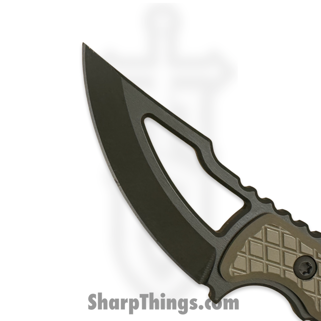 SkyRaider Knives - SRK1-SKN-OD-DCT - SRK1 Skinner - Fixed Blade Knife - A2 - OD Green Coated - Swept Point - Coyote Tan Diamond Scales - Image 3