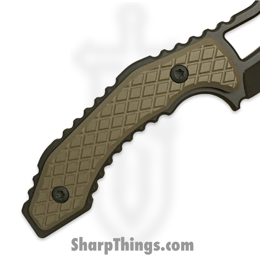 SkyRaider Knives - SRK1-SKN-OD-DCT - SRK1 Skinner - Fixed Blade Knife - A2 - OD Green Coated - Swept Point - Coyote Tan Diamond Scales - Image 4