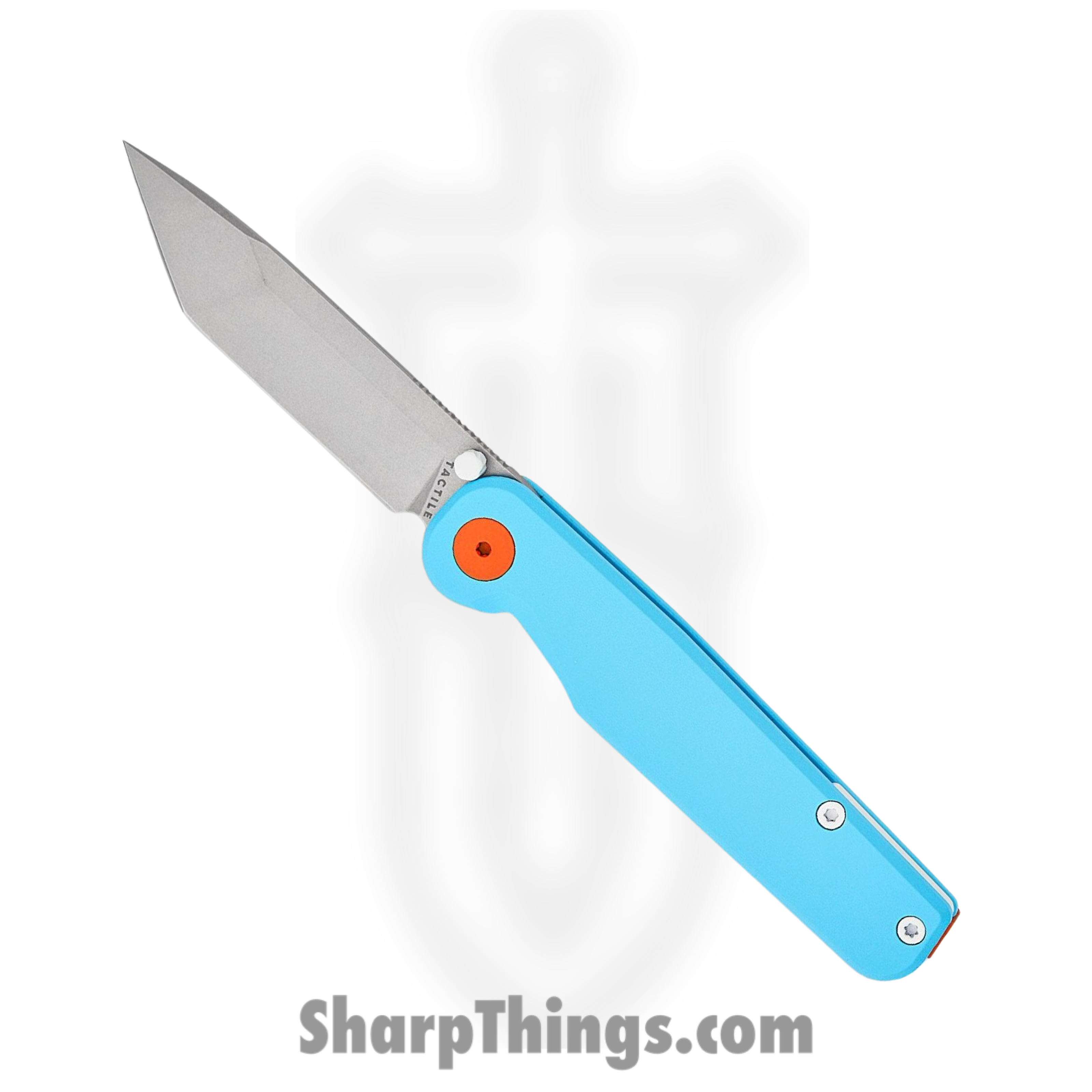 Tactile Knife Co. - TKCRTMCTNGT - Rockwall GT - Folding Knife - CPM-Magnacut Stonewash Tanto - Cerakote Titanium - Blue