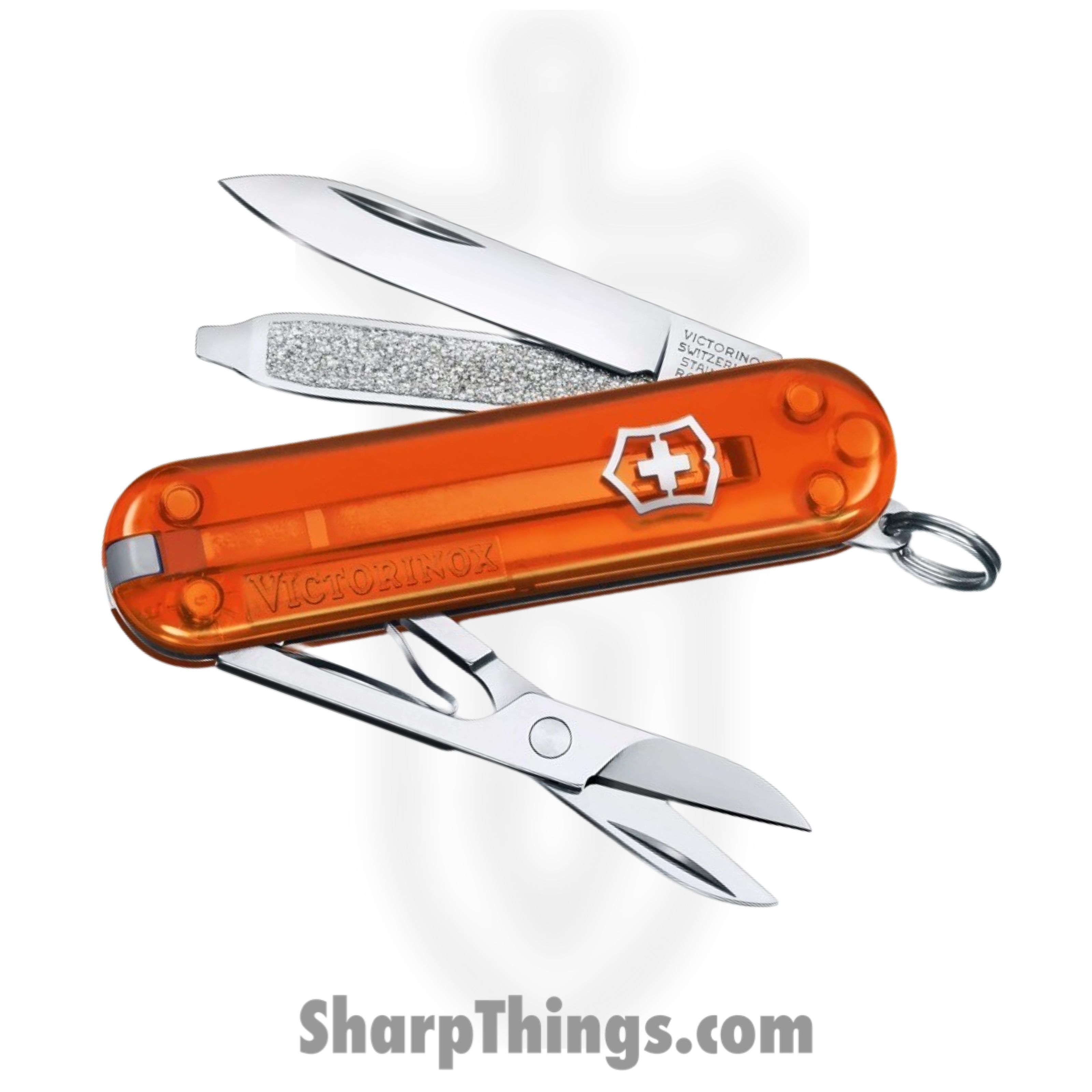 Victorinox - VN06223T82G - Classic SD Transparent - Folding Knife - Stainless Polished Multi Tool - ABS/Celidor - Fire Opal