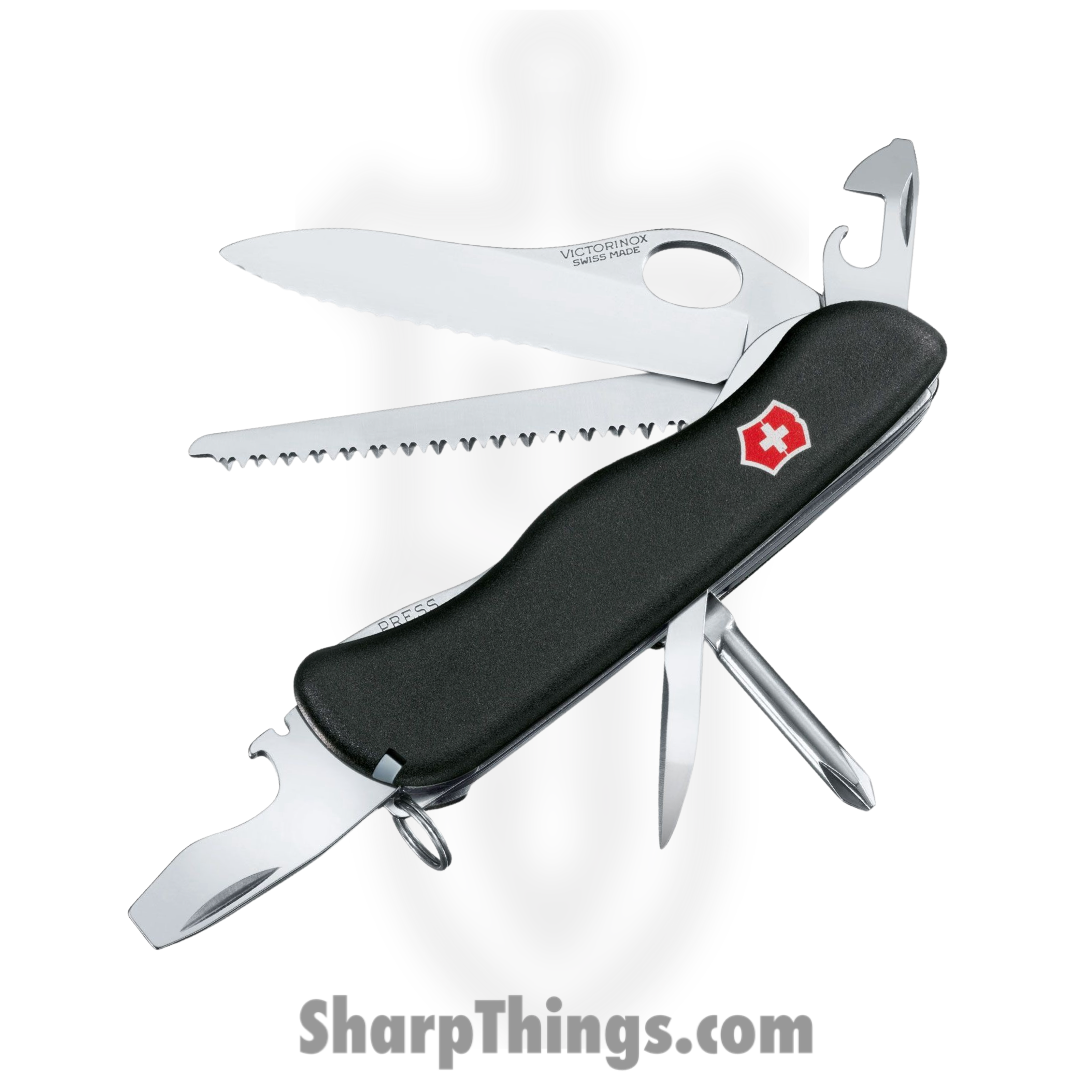Victorinox - VN08463MW3033X1 - One Hand Trekker - Stainless Polished - ABS/Celidor - Black