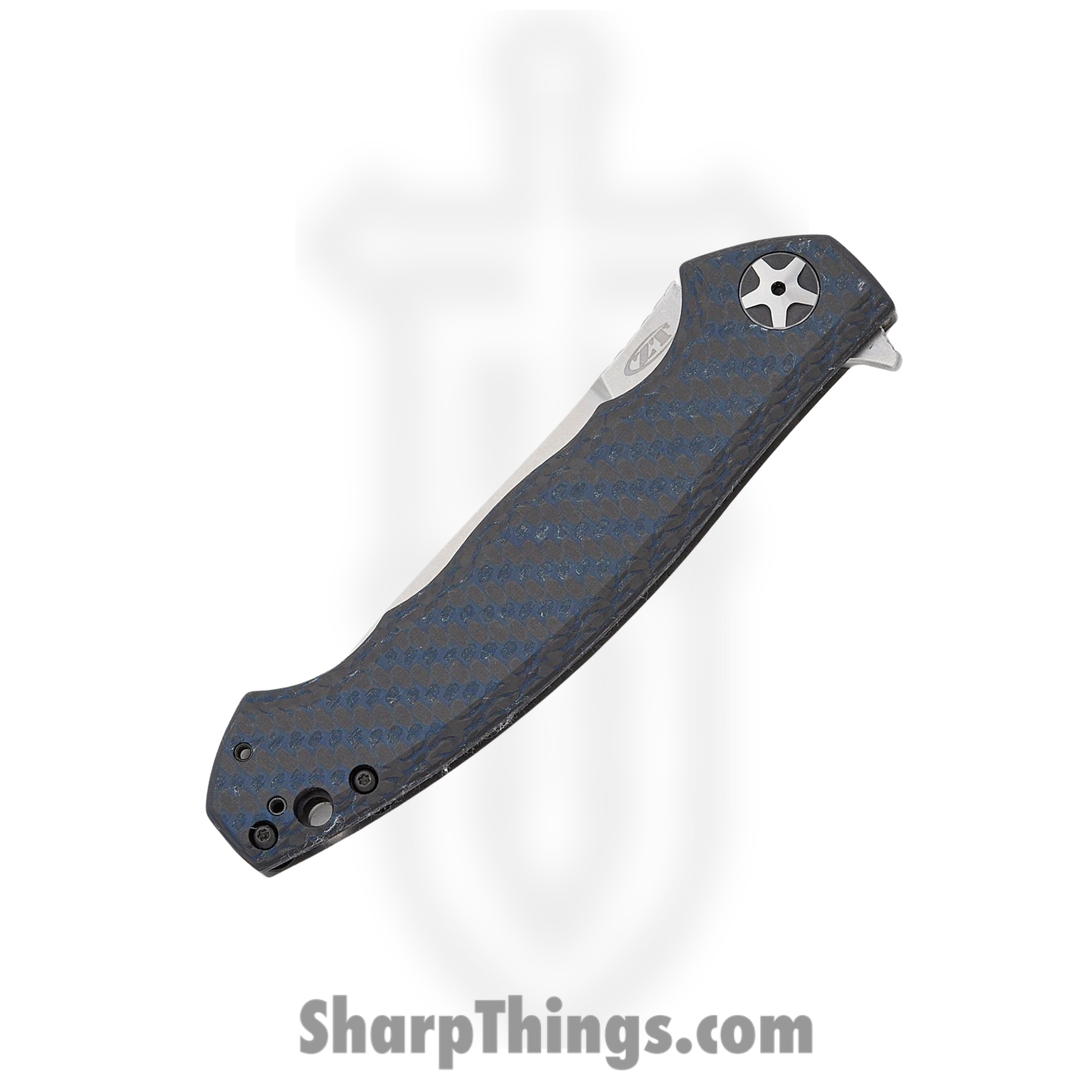 Zero Tolerance - ZT0452BLUCF - Large Sinkevich - Folding Knife - CPM-Magnacut Stonewash Drop Point - CF with Ti - Blue - Image 3