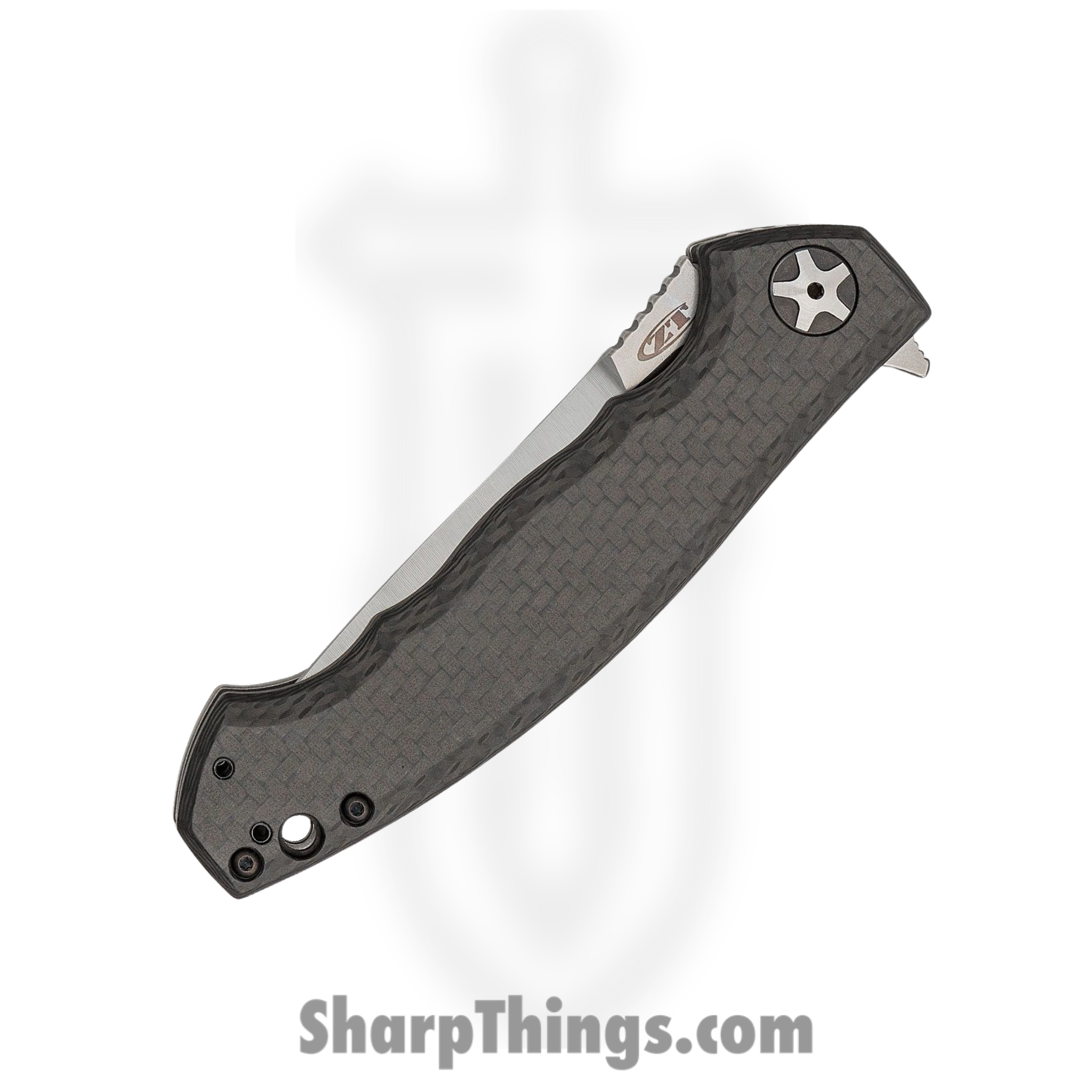 Zero Tolerance - ZT0452CF - Large Sinkevich - Folding Knife - S35VN Stonewash Drop Point - CF Front with Titanium - Black - Image 2