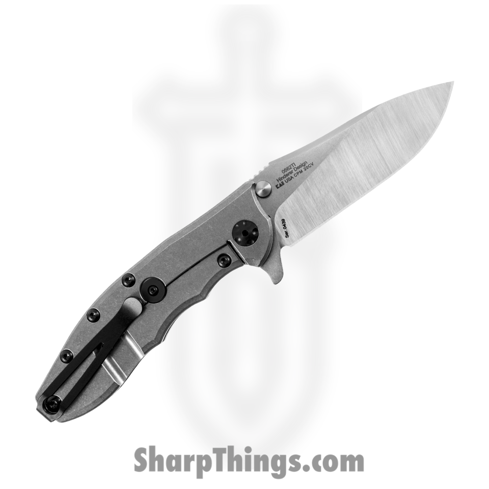 Zero Tolerance - ZT0562TI - Hinderer Slicer Framelock - Folding Knife - CPM-20CV Stonewash Drop Point - Titanium - Gray - Image 2