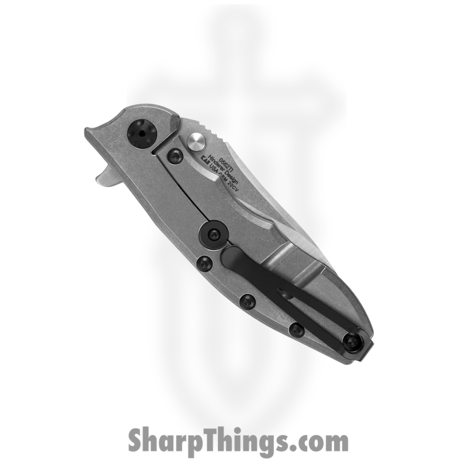 Zero Tolerance - ZT0562TI - Hinderer Slicer Framelock - Folding Knife - CPM-20CV Stonewash Drop Point - Titanium - Gray - Image 3