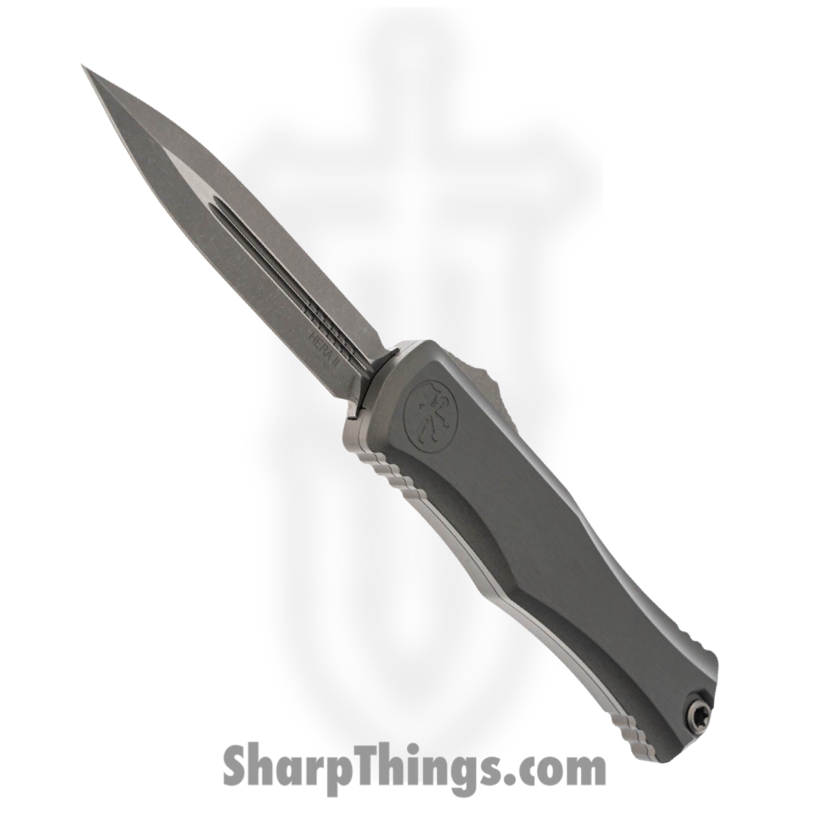 Microtech - 1702-10APNC - Hera II - OTF Auto - Apocalyptic Bayonet - Natural Clear Aluminum - Gray