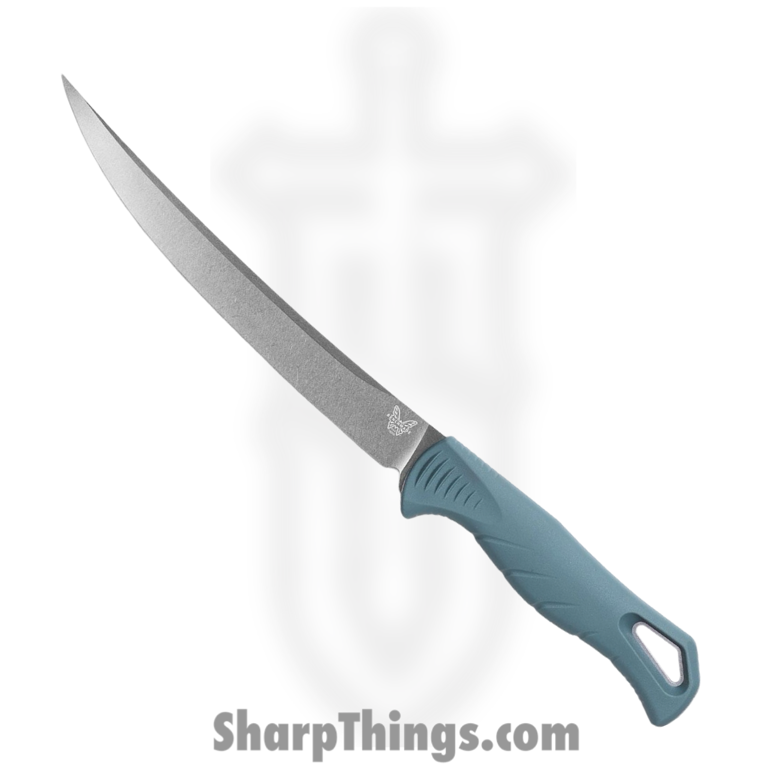 Benchmade - 18010 - Fishcrafter 7" - Fixed Blade Knife - CPM MagnaCut Stonewash Trailing Point - Santoprene - Depth Blue
