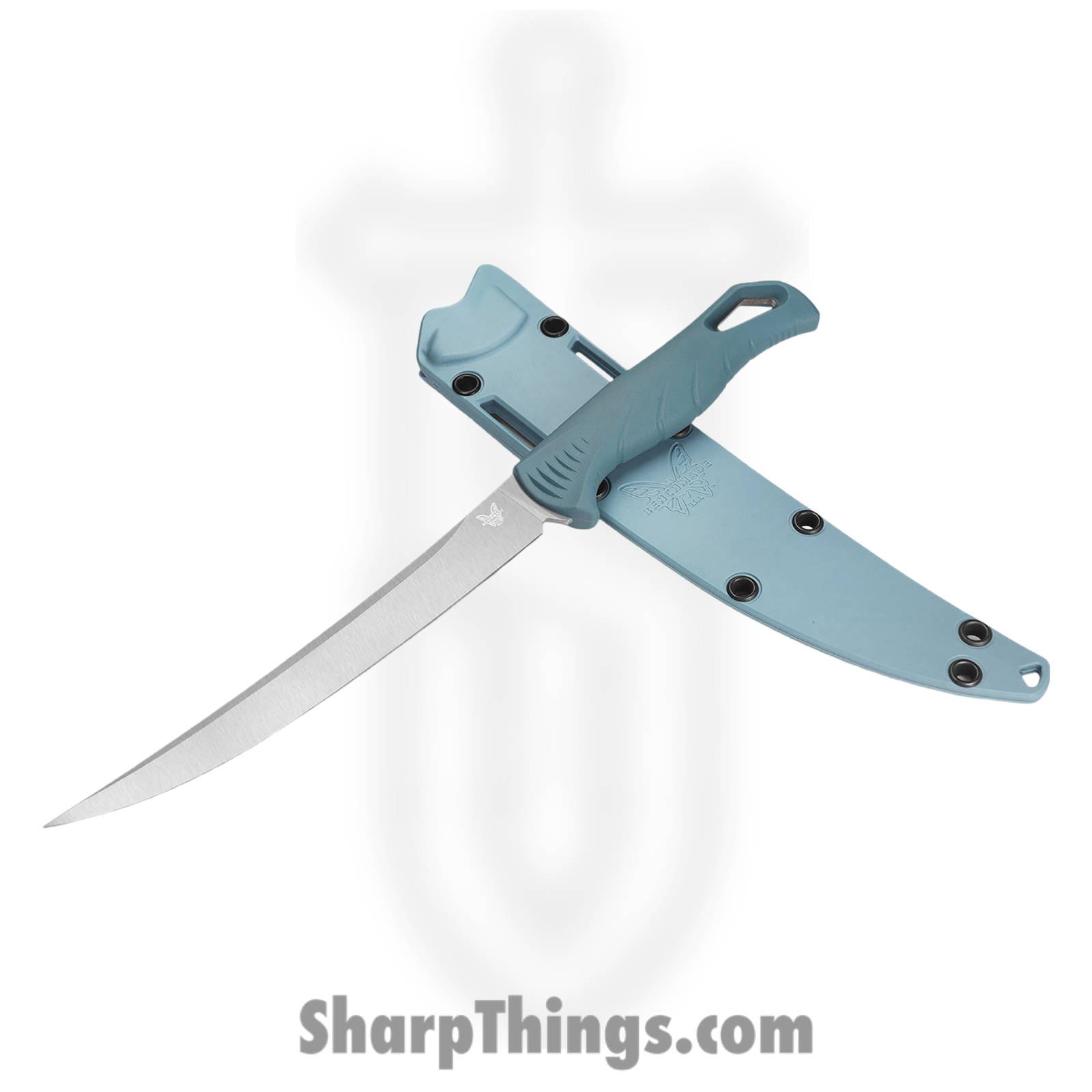 Benchmade - 18010 - Fishcrafter 7" - Fixed Blade Knife - CPM MagnaCut Stonewash Trailing Point - Santoprene - Depth Blue - Image 2