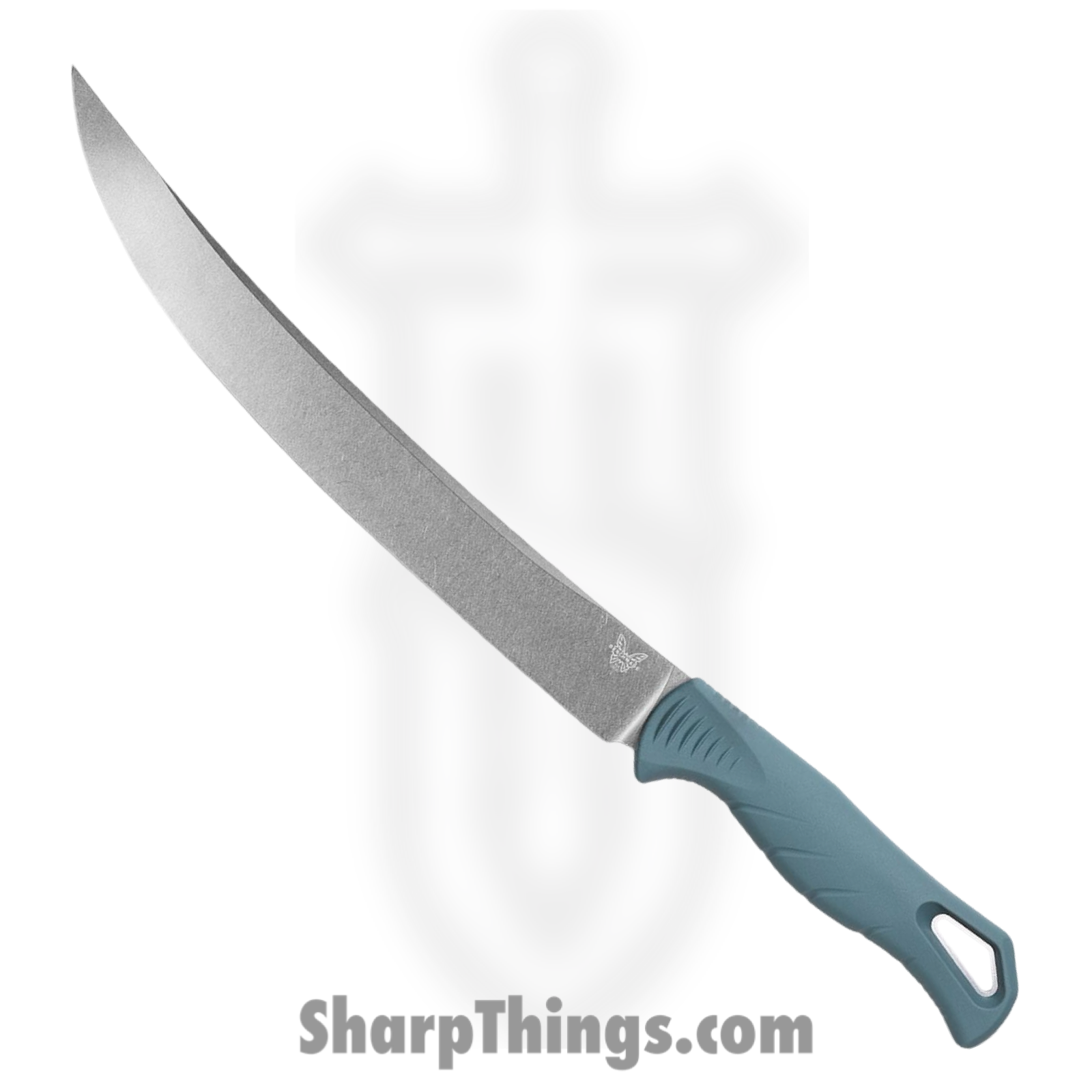 Benchmade - 18020 - Fishcrafter 9" - Fixed Blade Knife - CPM MagnaCut Stonewash Trailing Point - Santoprene - Depth Blue