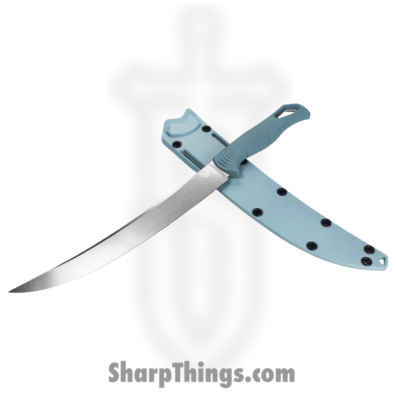 Benchmade - 18020 - Fishcrafter 9" - Fixed Blade Knife - CPM MagnaCut Stonewash Trailing Point - Santoprene - Depth Blue - Image 2
