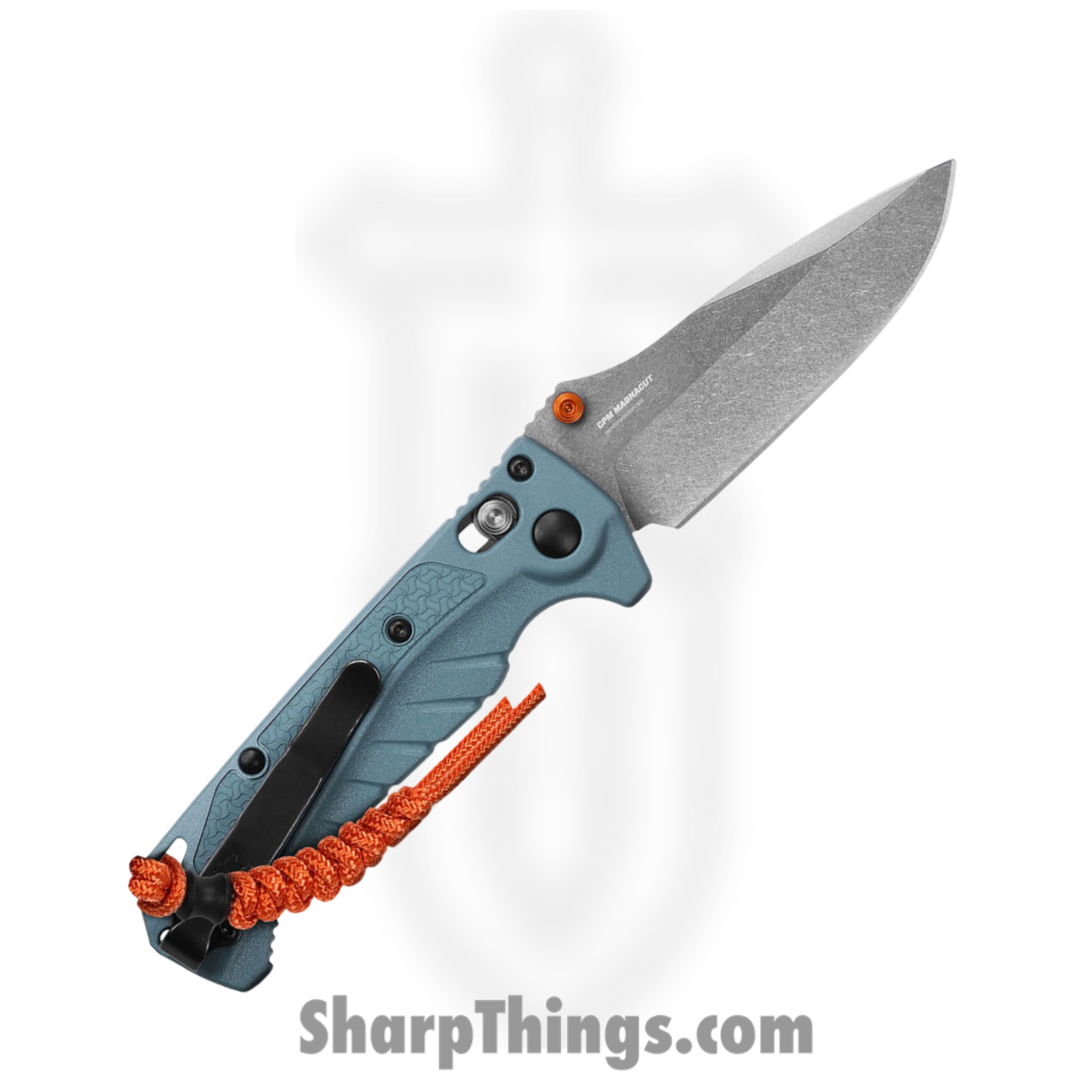 Benchmade - 18065 - Mini Adira - Folding Knife - CPM MagnaCut Stonewash Drop Point - Santoprene - Depth Blue - Image 2