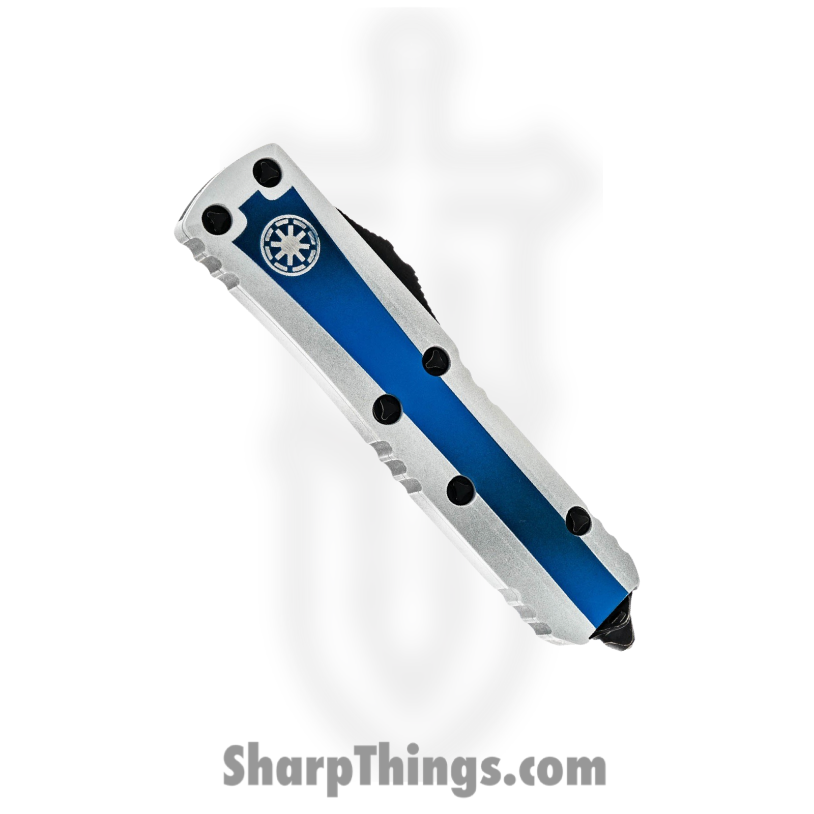 Microtech - 231-1CO - UTX-85 Clone Trooper - OTF Auto - Cerakote White Blue Drop Point - 6061 T6 Aluminum - White Blue - Image 3