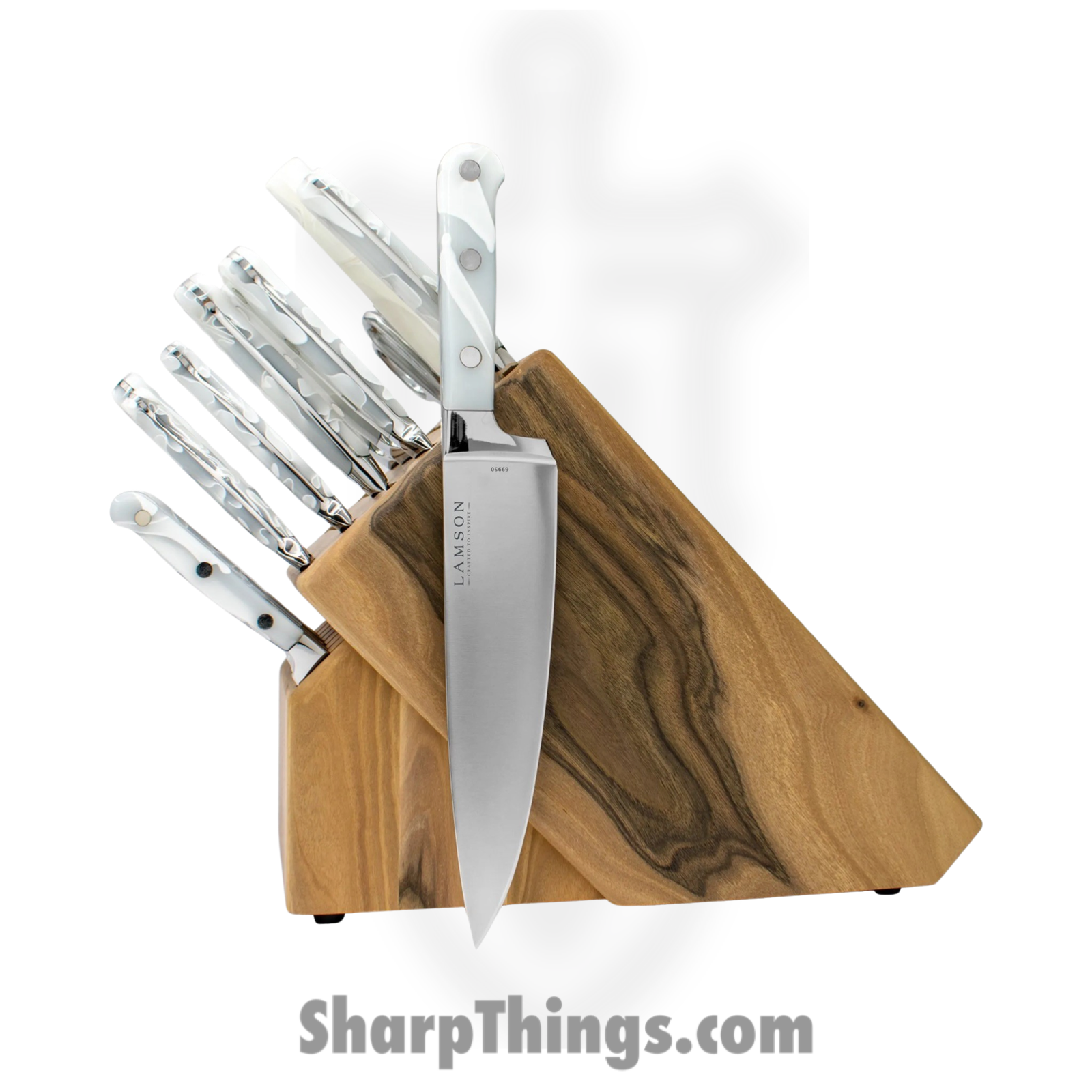 Lamson - 69996 - 20 Piece Premier Forged Knife Natural Walnut Block Set with Fine Steak - 4116 Polished - Acrylic - Ice