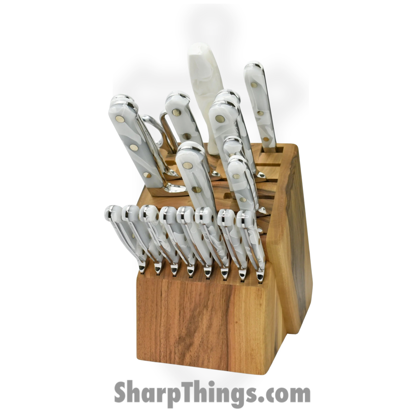Lamson - 69996 - 20 Piece Premier Forged Knife Natural Walnut Block Set with Fine Steak - 4116 Polished - Acrylic - Ice - Image 2