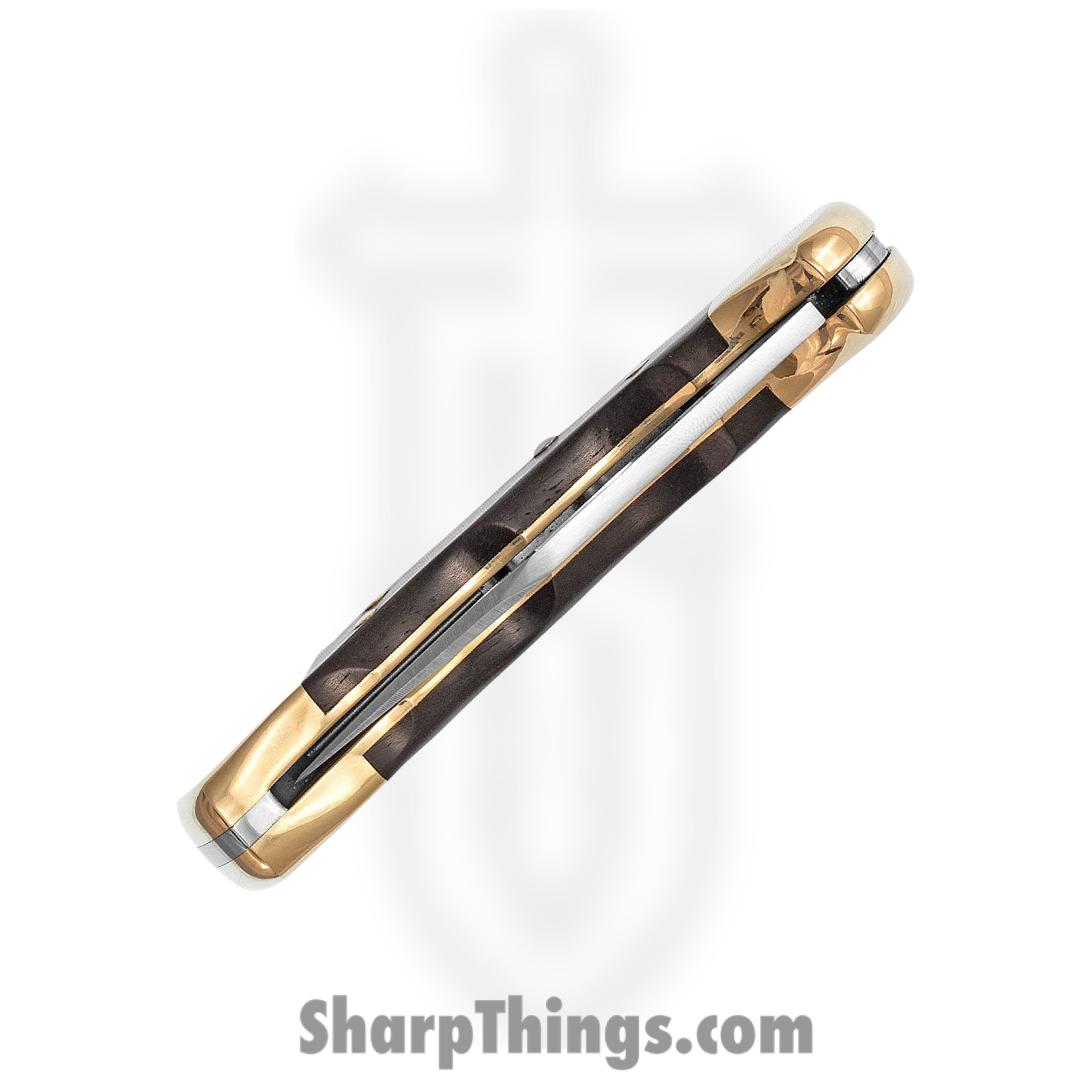 Buck - BU112FG - Ranger - Folding Knife - 420HC Stainless Satin Clip Point - Crelicam Ebony Wood with Brass Bolsters - Brown - Image 4