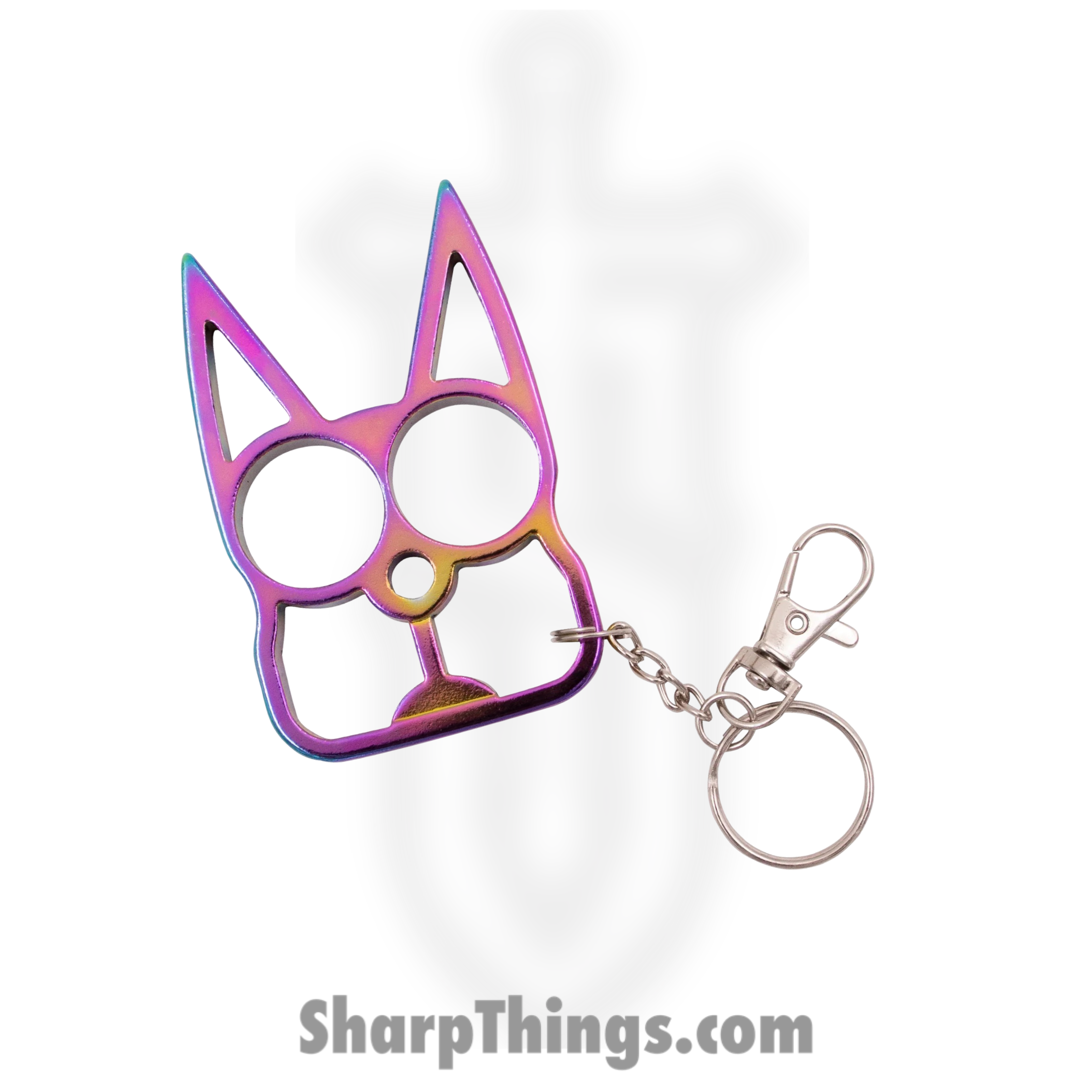 VOC - CT-009-RB - Cat Public Safety Keychain - Stainless Steel - Rainbow