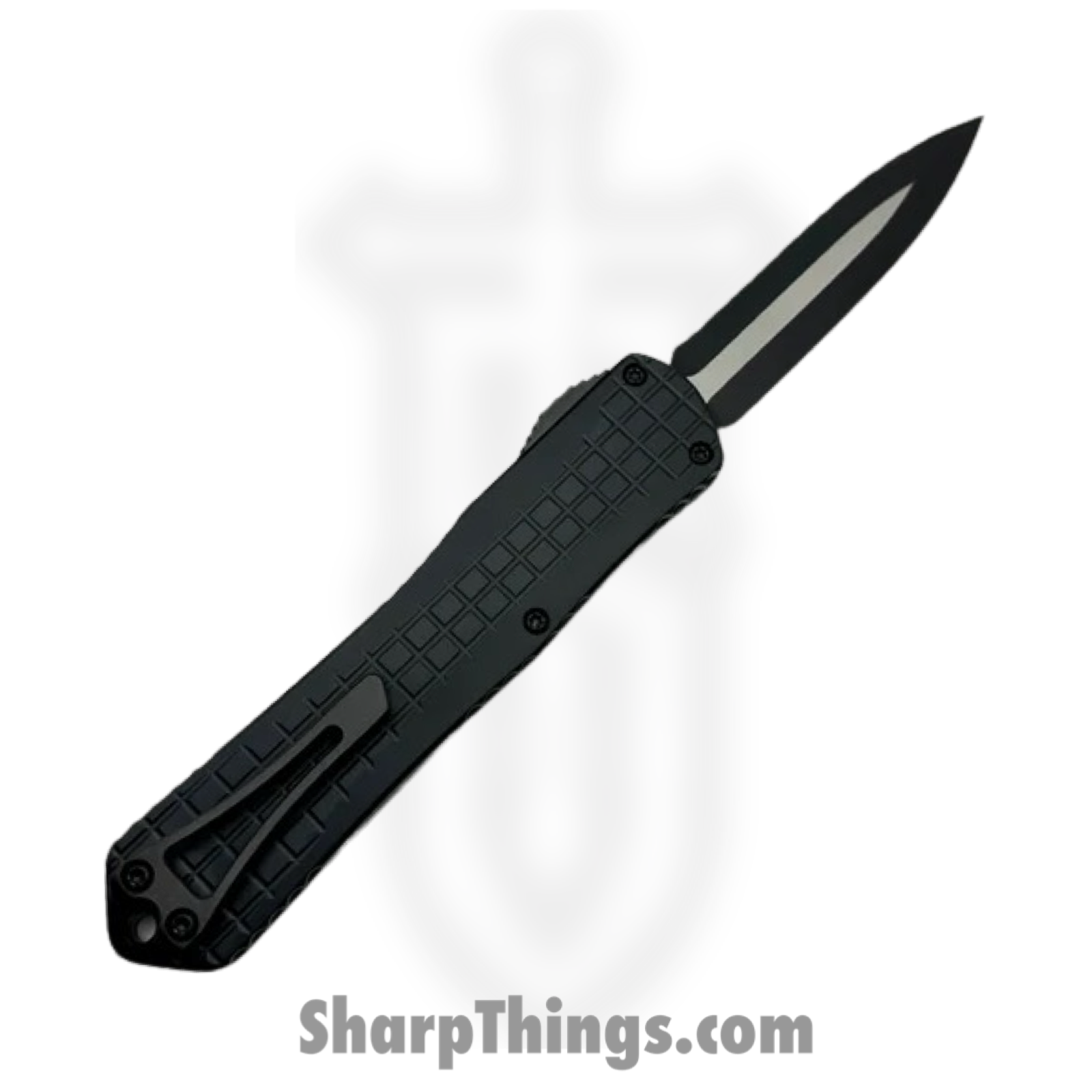 Heretic Knives - H032F-10C-T - Manticore X Full Serrated - OTF Auto - Magnacut Two Tone Black Dagger - Frag Aluminum - Black - Image 2