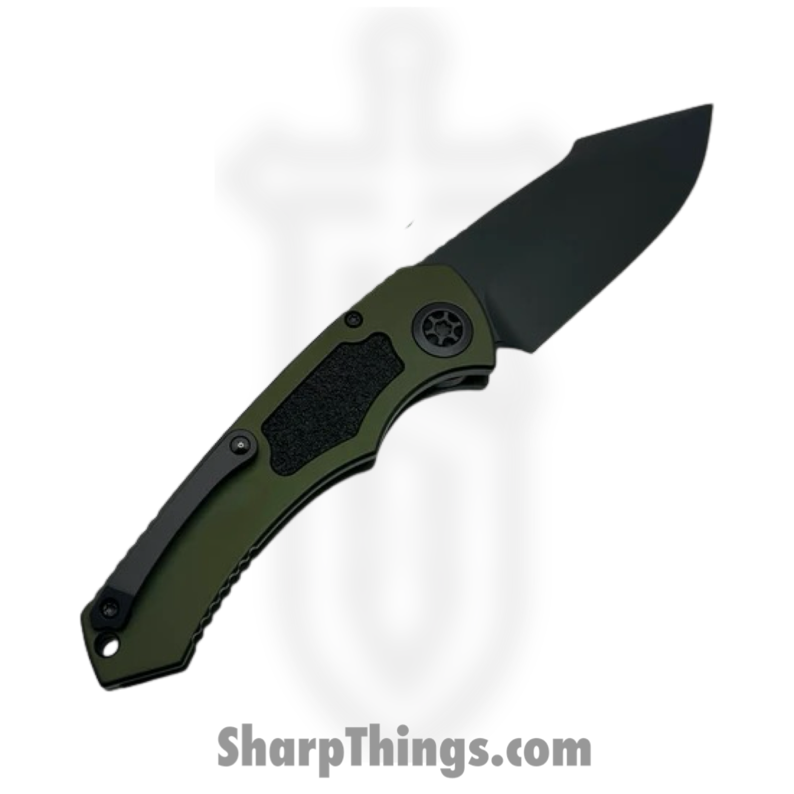 Heretic Knives - H048-4A-GRN - Pariah Tactical - Automatic Knife - Magnacut Black Drop Point - Aluminum - Green - Image 2