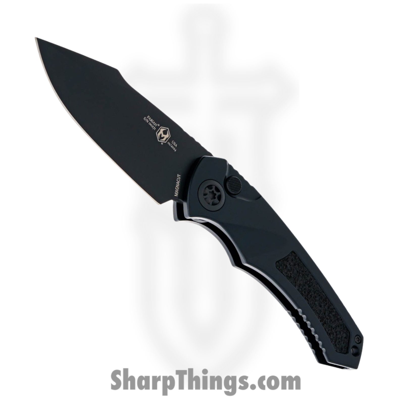 Heretic Knives - H048-4A-T - Pariah Tactical - Automatic Knife - Magnacut Black Drop Point - Aluminum - Black