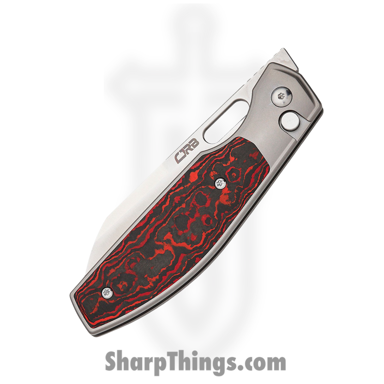 CJRB - J1929BTFCMV - Ekko - Folding Knife - CPM-S90V Sand Polished Sheepsfoot - Titanium with Mars Valley FatCarbon Inlay - Red - Image 3