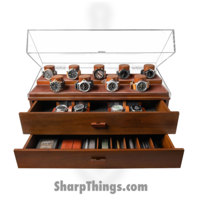Holme & Hadfield – LGP-WT-978-1 – The Legacy – Watch and Knife Showcase – Wood and Acrylic – Walnut