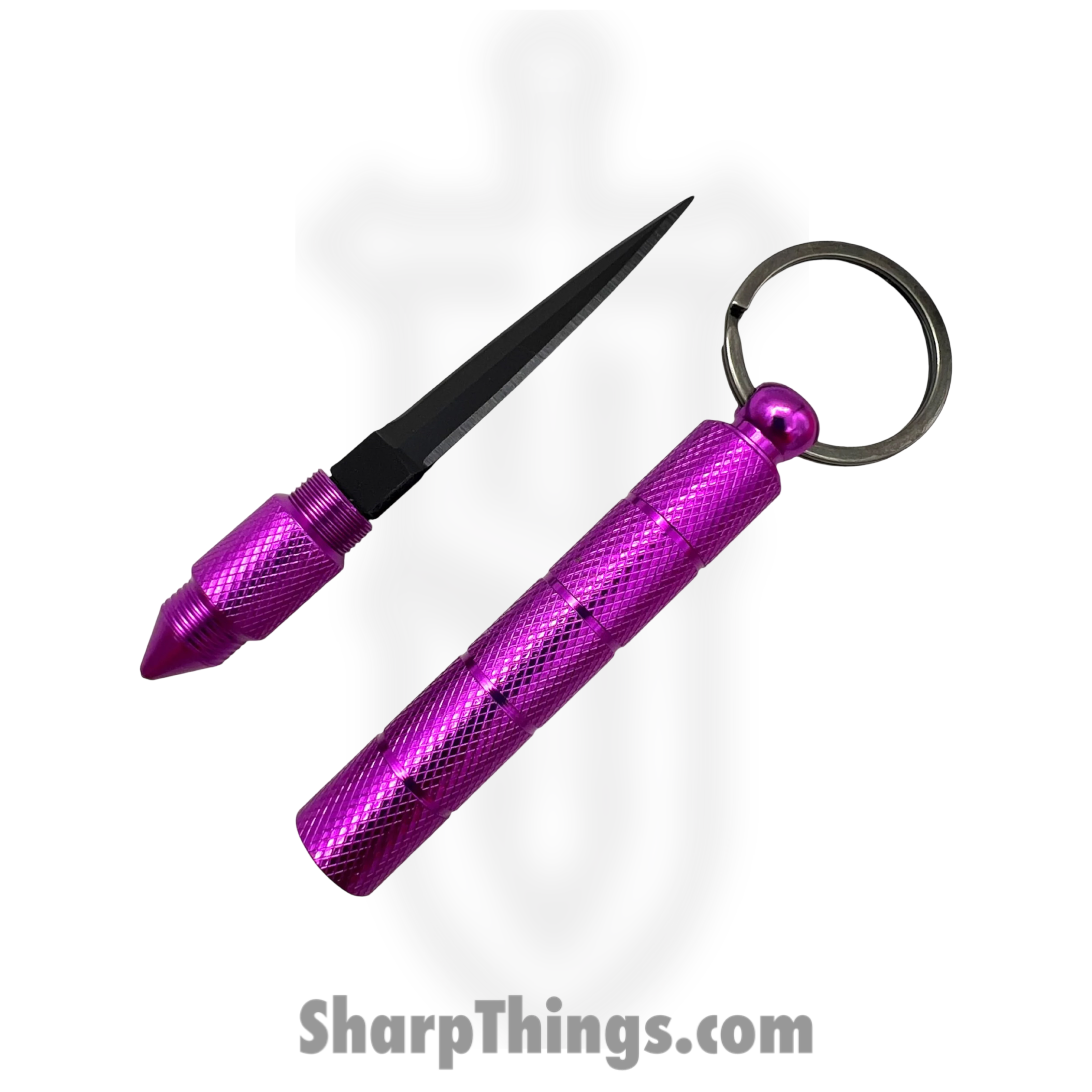 VOC - P-15947-PP - Kubotan Keychain Hidden Knife - Stainless Steel Black - Aluminum - Purple - Image 3