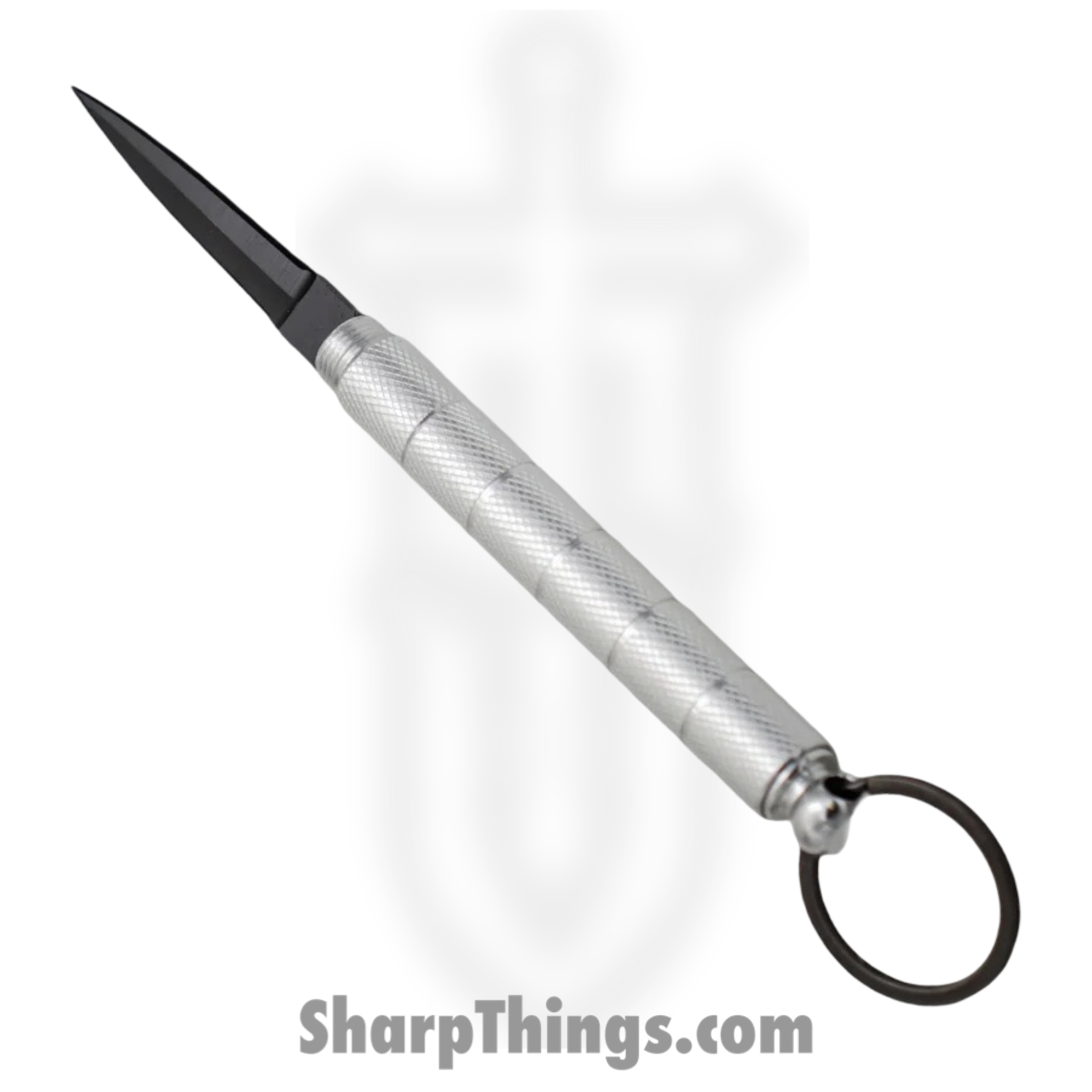 VOC - P-15947-SL - Kubotan Keychain Hidden Knife - Stainless Steel Black - Aluminum - Silver
