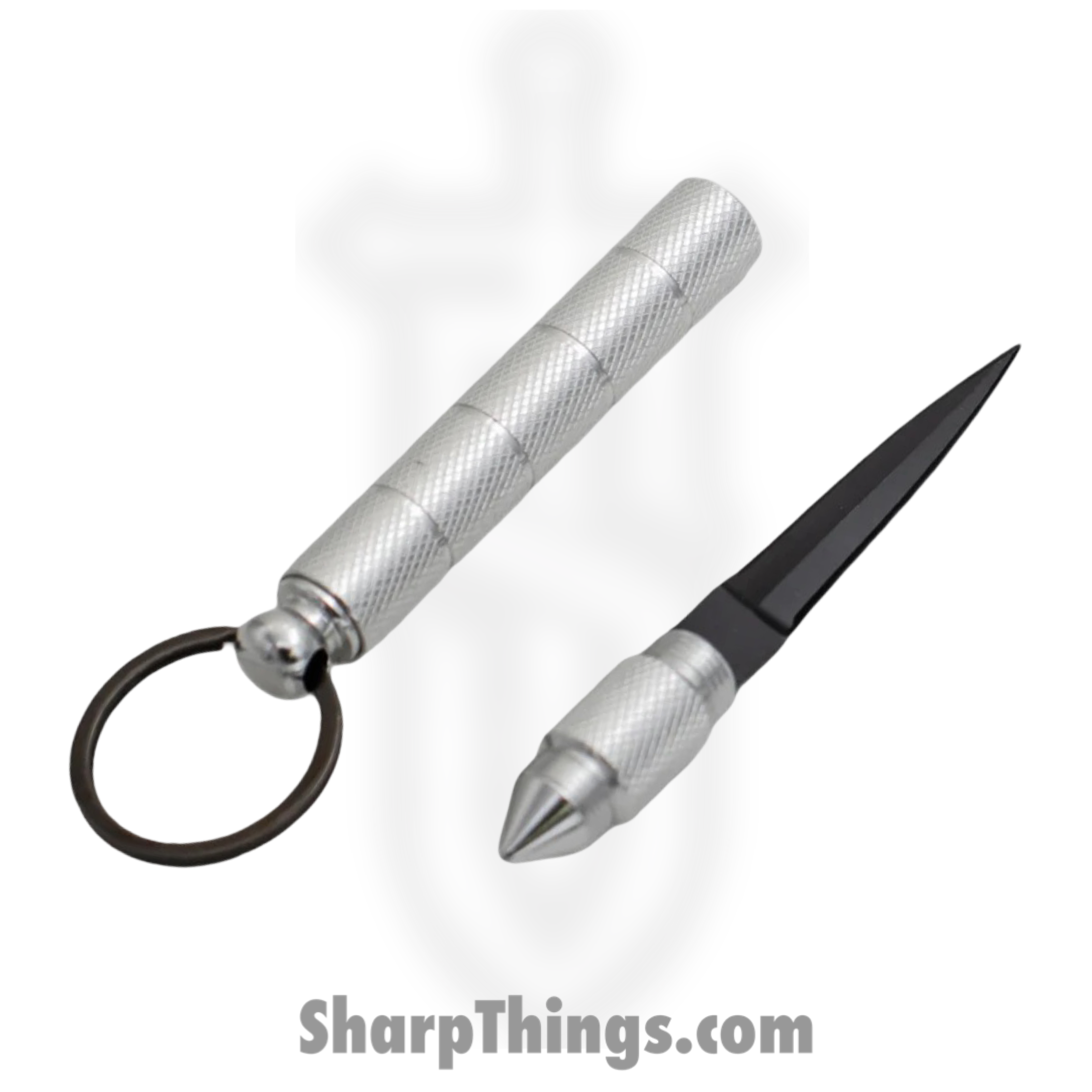 VOC - P-15947-SL - Kubotan Keychain Hidden Knife - Stainless Steel Black - Aluminum - Silver - Image 3