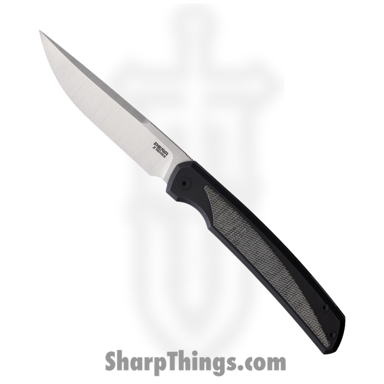 Pena Knives - PE46 - Sicario Framelock - Folding Knife - CPM-M4 Satin Extended Tang - Titanium with Micarta Inlay - Black