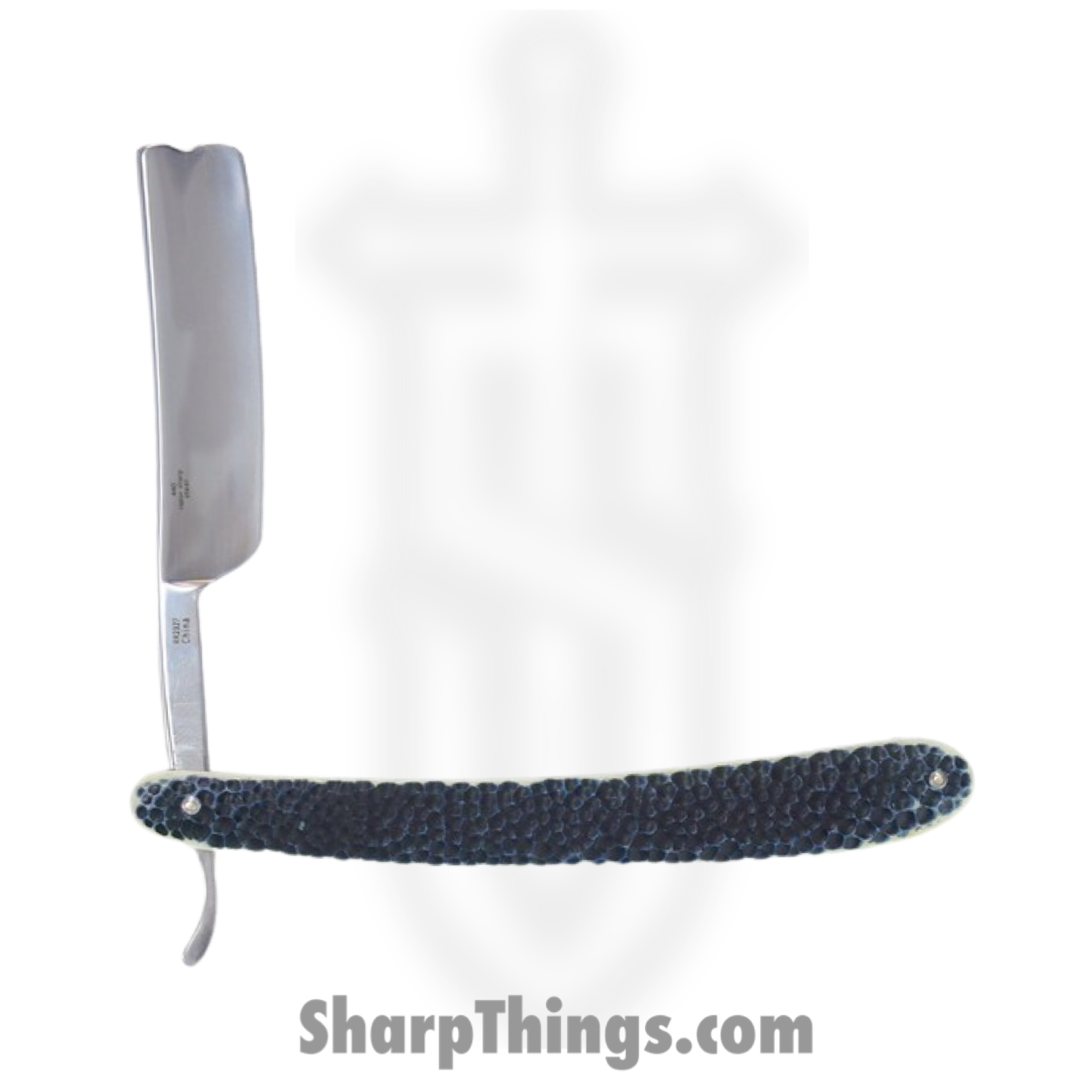 Rough Ryder - RR2327 - Buckshot Bone Straight Razor - Folding Knife - 440A Stainless Steel Satin Razor - Bone - Blue White - Image 2
