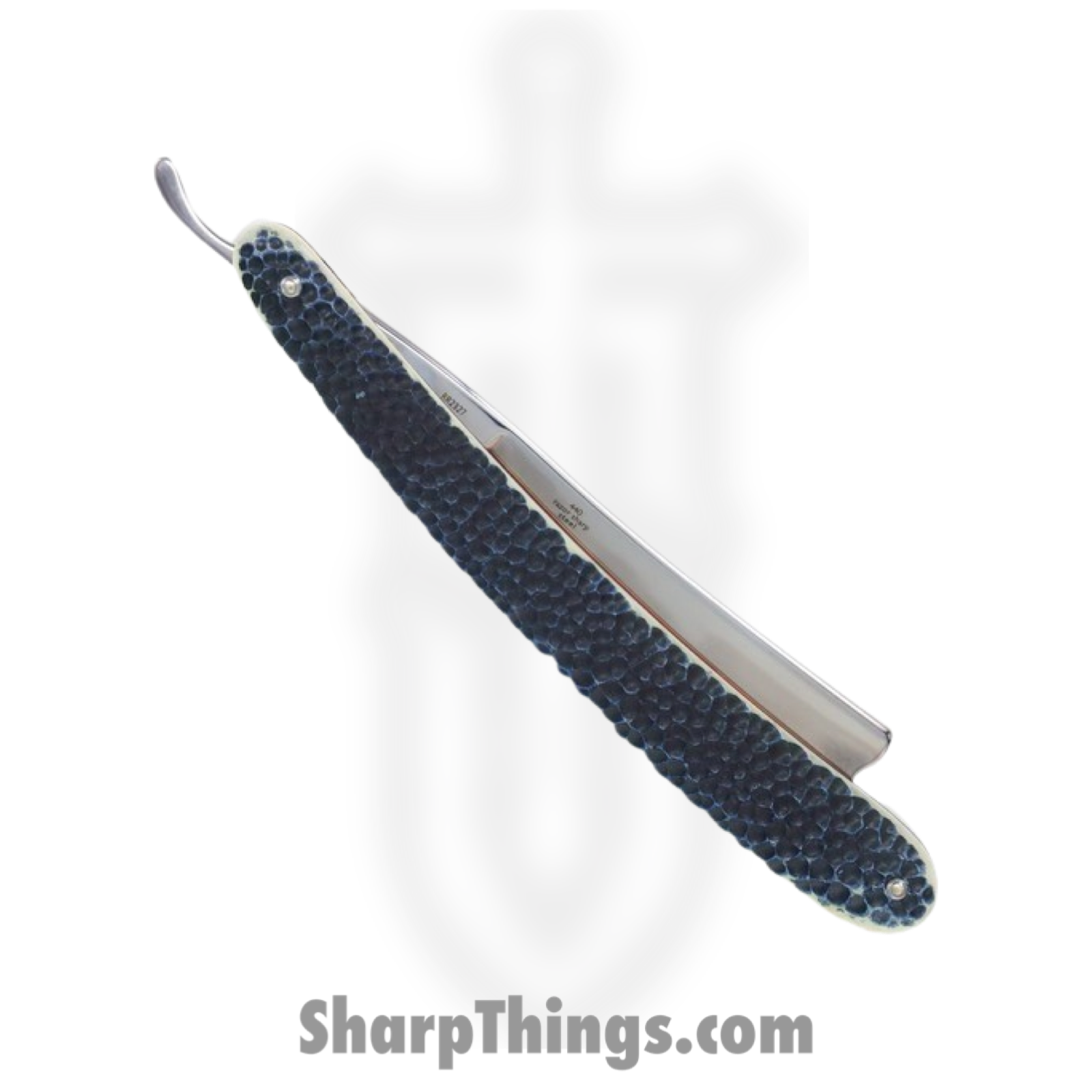 Rough Ryder - RR2327 - Buckshot Bone Straight Razor - Folding Knife - 440A Stainless Steel Satin Razor - Bone - Blue White - Image 4